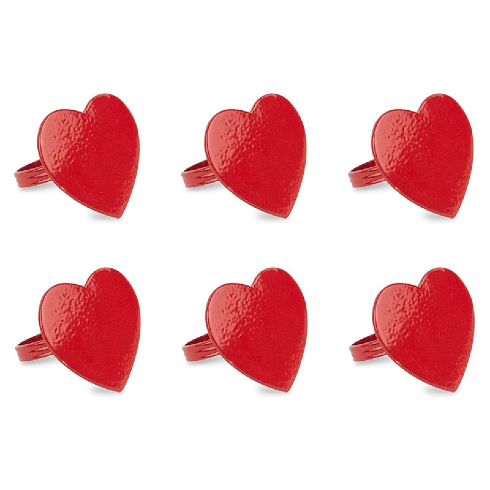 Heart-Shaped Metal Napkin Rings for Wedding & Dinner Decor - Red