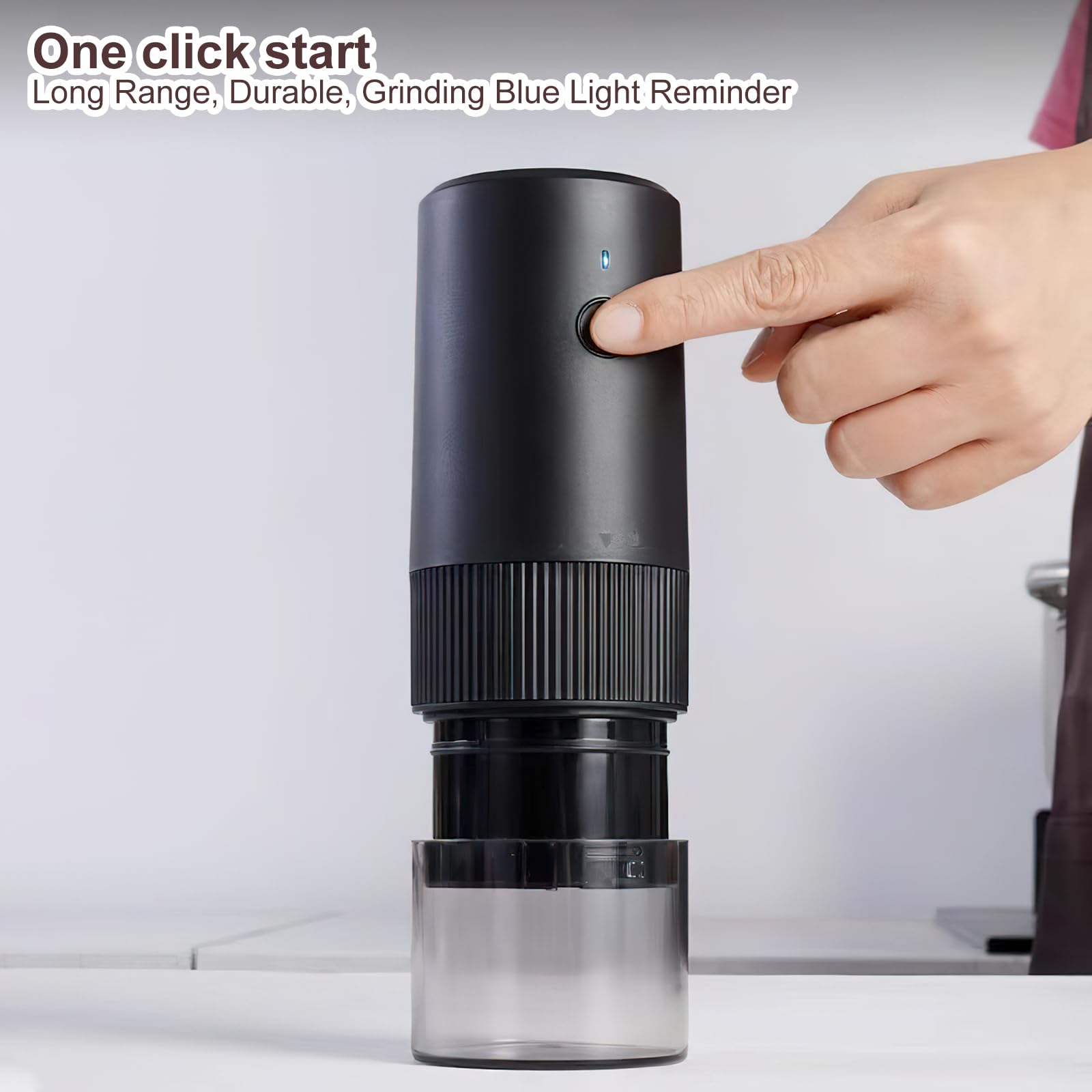 Electric Coffee Grinder with Adjustable Burr - Portable USB Bean Grinder for Espresso, Drip & French Press - Includes Cleaning Brush - Perfect for Home, Office & Travel Use