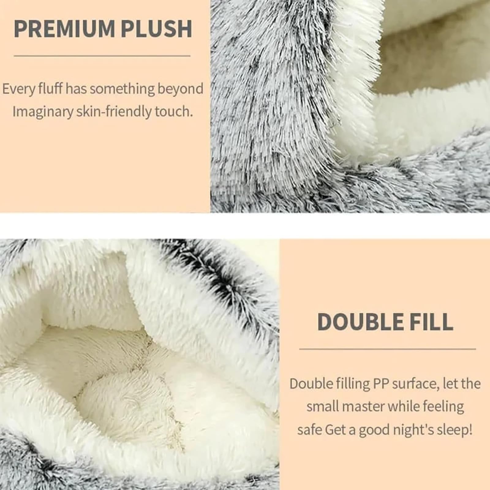 Cozy Cat Nest Bed with Removable Cover - Soft & Warm Pet Bed for Small Cats & Dogs (Grey, Large 50cm) - Perfect for Indoor Lounging & Nap Time
