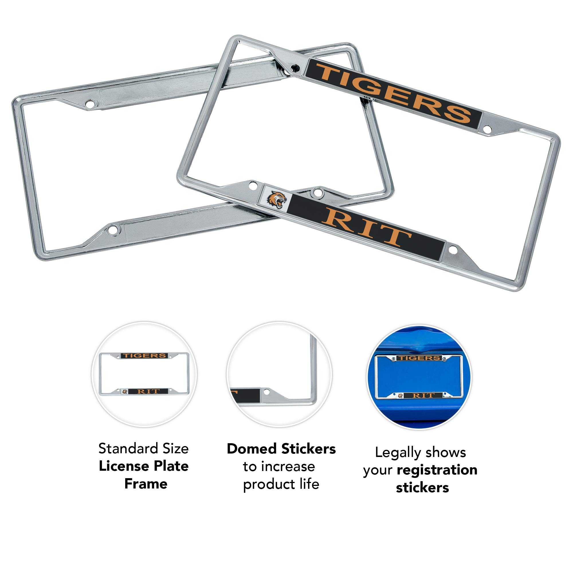 RIT Tigers Metal License Plate Frame - Desert Cactus Design Car Accessories for Front or Rear Bumper | Perfect for Rochester Institute of Technology Alumni & Fans | Show School Spirit on Campus or Game Day