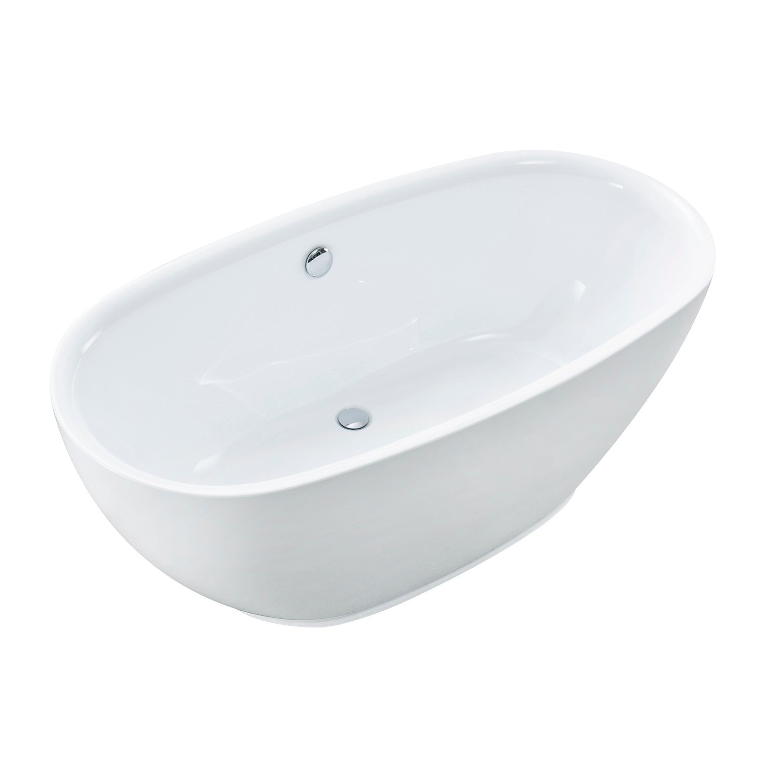 Aqua Eden 59 Inch Acrylic Oval Freestanding Bathtub - Glossy White Double Ended Soaking Tub with Drain | Perfect for Luxury Bathrooms & Spa Retreats
