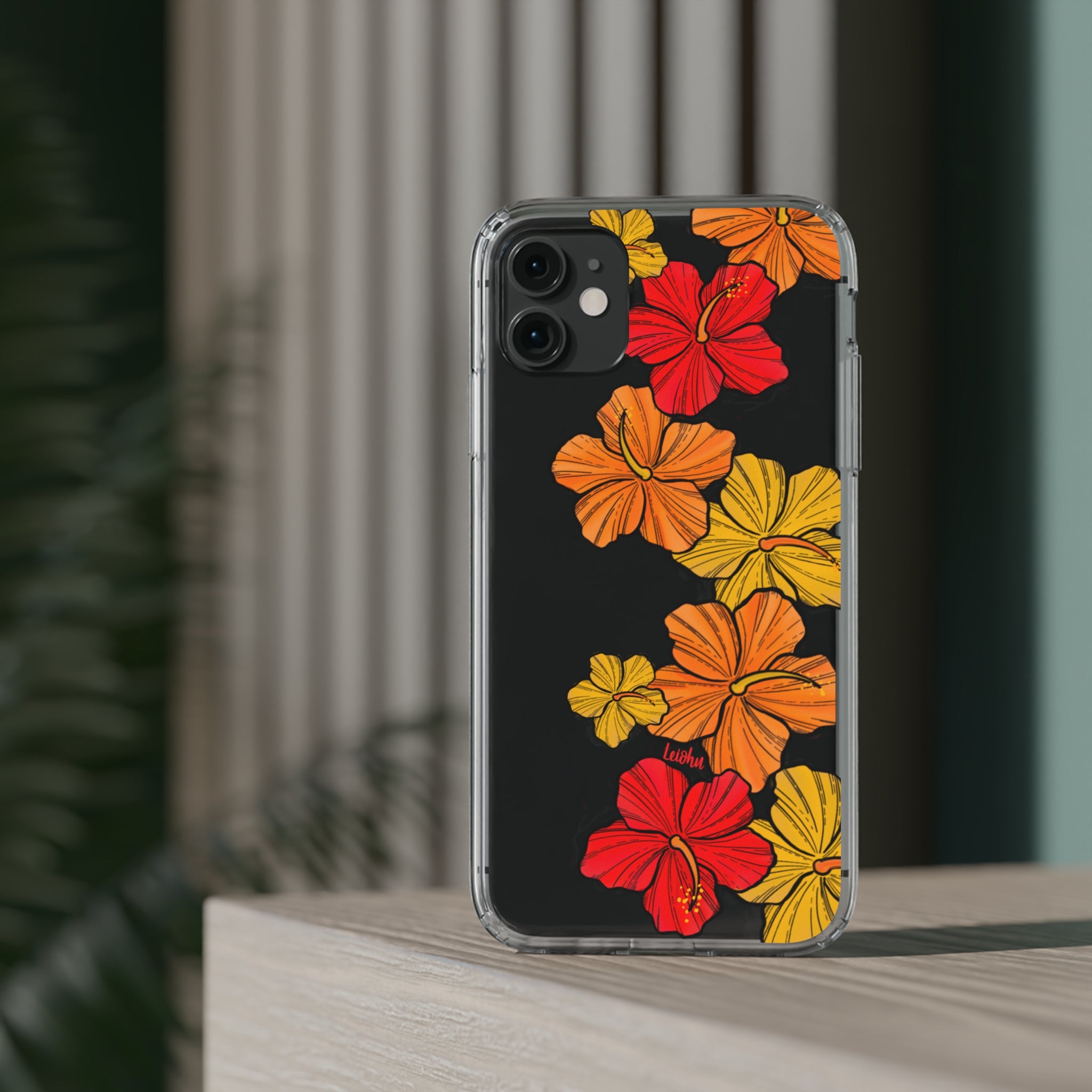 Hibiscus Retro Clear Phone Case - Durable Protective Cover for iPhone & Samsung - Floral Design for Stylish Protection | Perfect for Everyday Use, Travel & Gifting