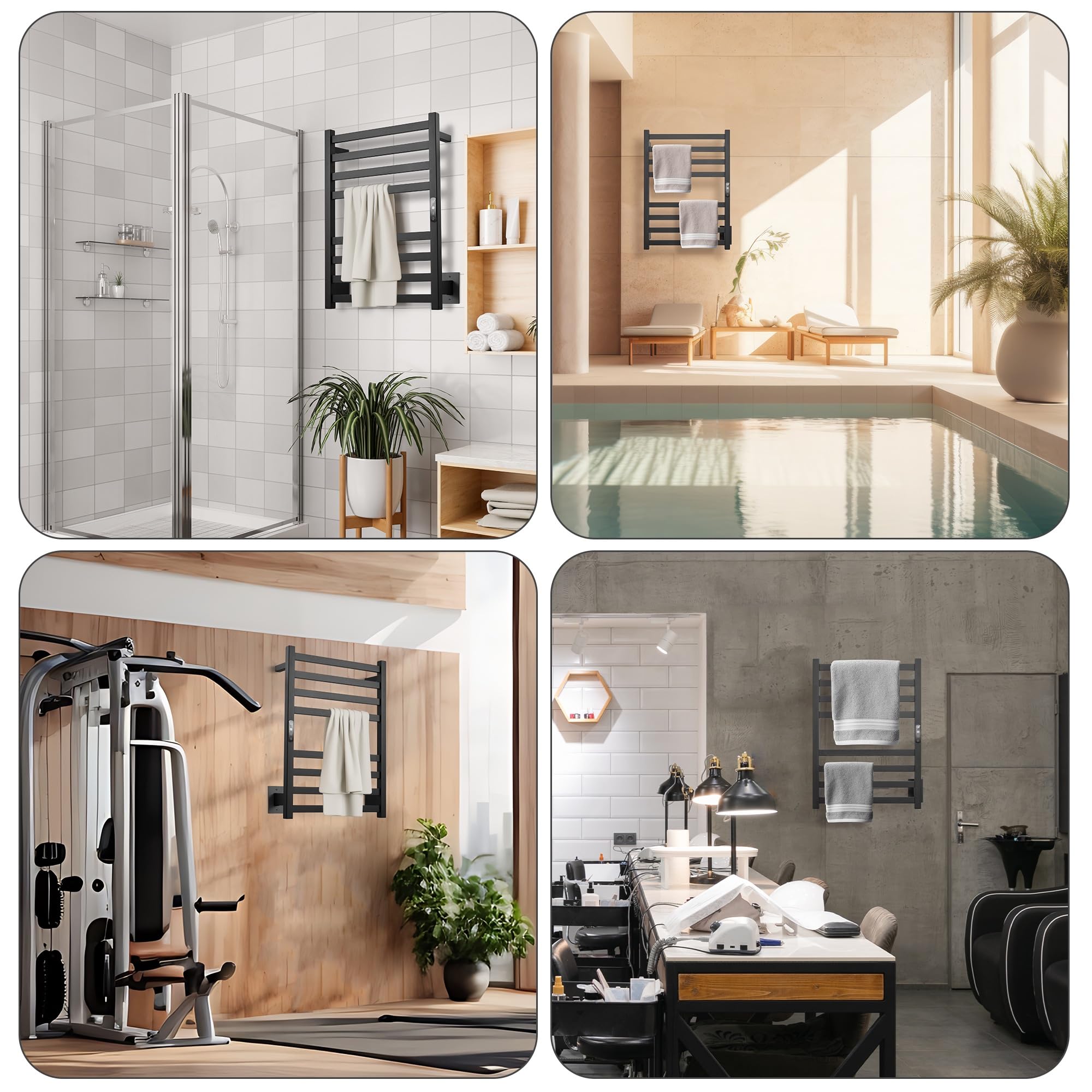 Premium Electric Towel Warmer - Wall Mounted 8-Bar Heated Towel Rack with Timer & Temperature Control (304 Stainless Steel) - Perfect for Bathroom, Spa, and Luxury Home Use
