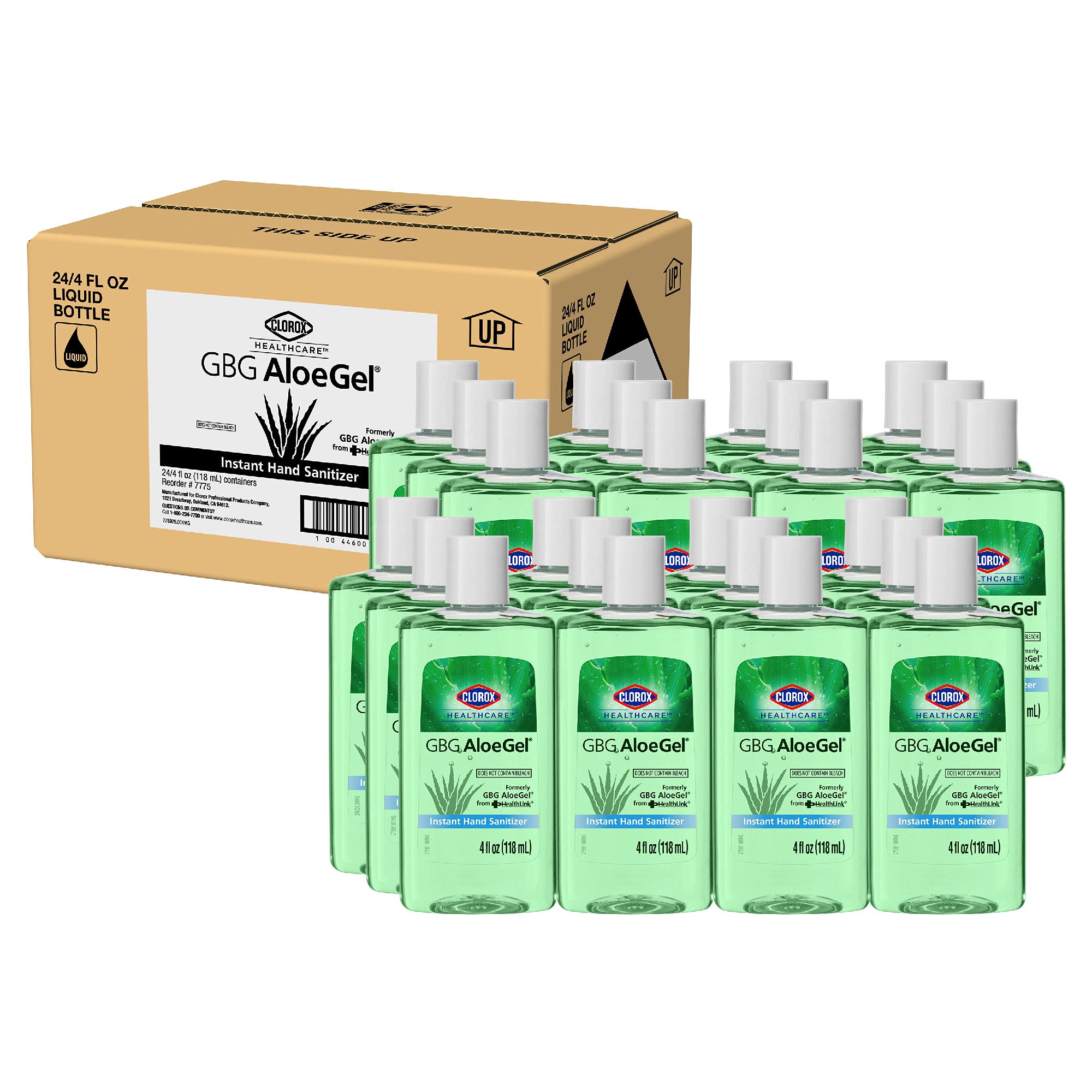 Clorox Healthcare GBG AloeGel Hand Sanitizer Gel 4oz (118ml) - 24 Pack Travel Size, Bleach Free & Instant Sanitizing | Perfect for Hospitals, Schools, Offices & On-the-Go Hygiene