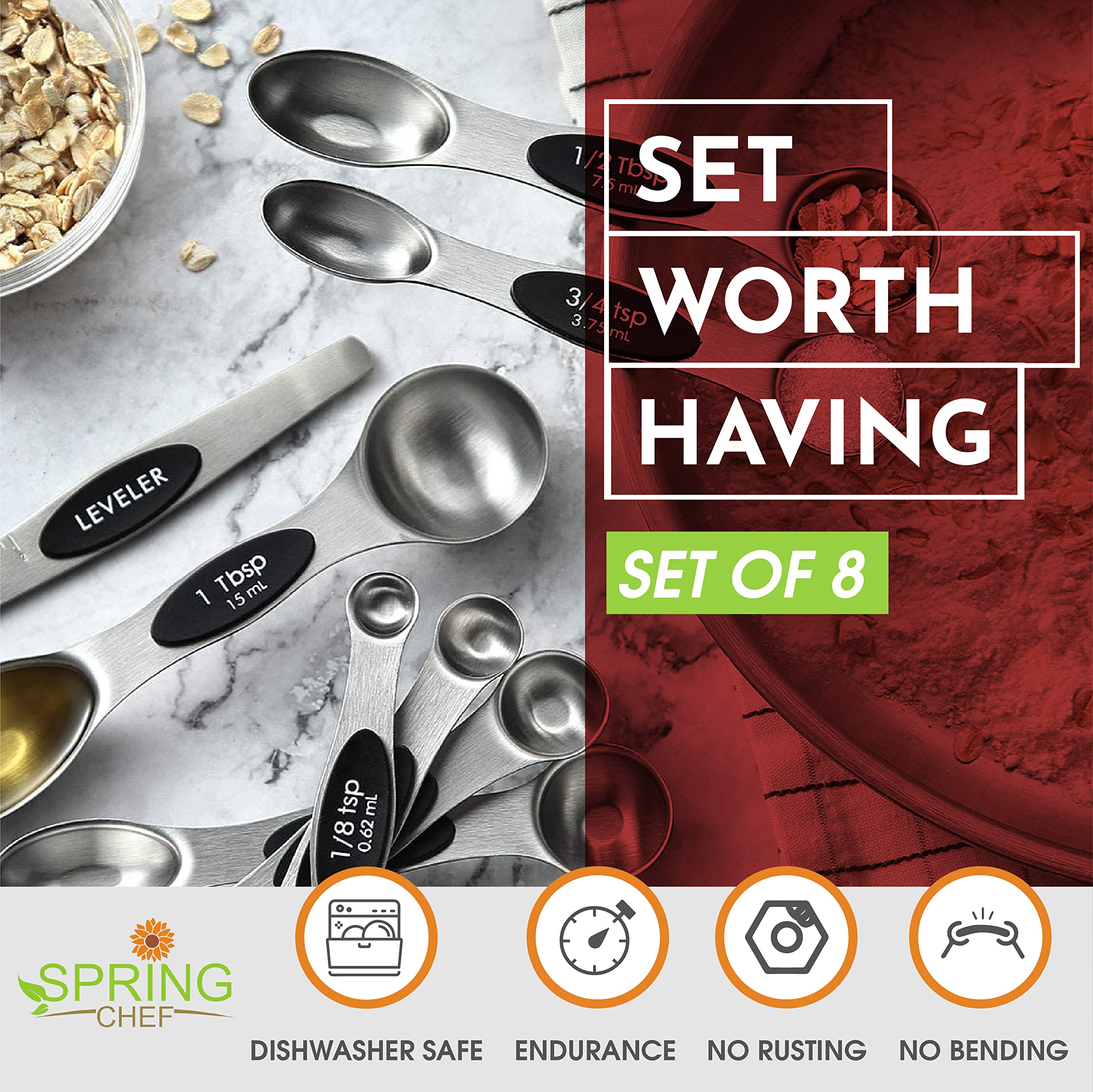 Premium Swivel Peeler & Magnetic Measuring Spoons Set - Ergonomic Kitchen Tools for Peeling Fruits & Precise Cooking Measurements - Ideal for Home Chefs & Baking Enthusiasts