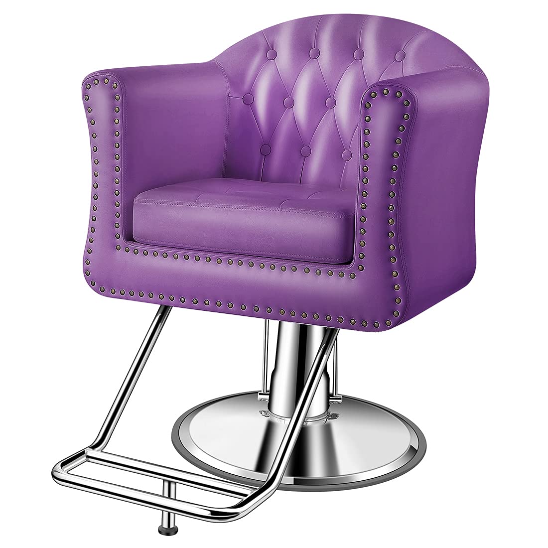 Baasha Professional Salon Chair for Hair Stylists - Heavy Duty Hydraulic Pump Beauty Salon Equipment with 440 lbs Weight Capacity - Perfect for Hair Salons, Barber Shops & Beauty Parlors (Purple)