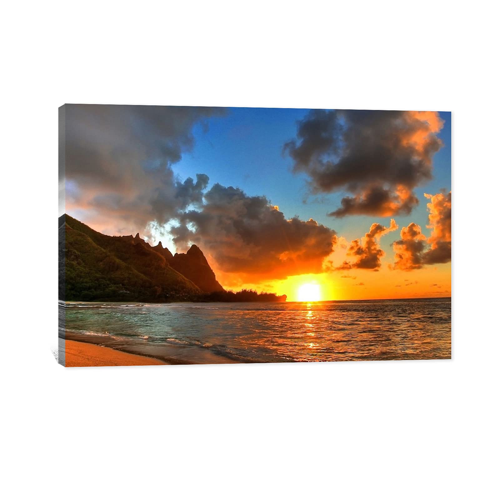 TIMUBA Coastal Sunset Canvas Wall Art - 32x48 Inches Beach & Bathroom Decor, Ocean Themed Pictures for Bedroom & Living Room Wall Decoration | Perfect for Coastal Home Decor, Vacation House & Spa Style Interiors