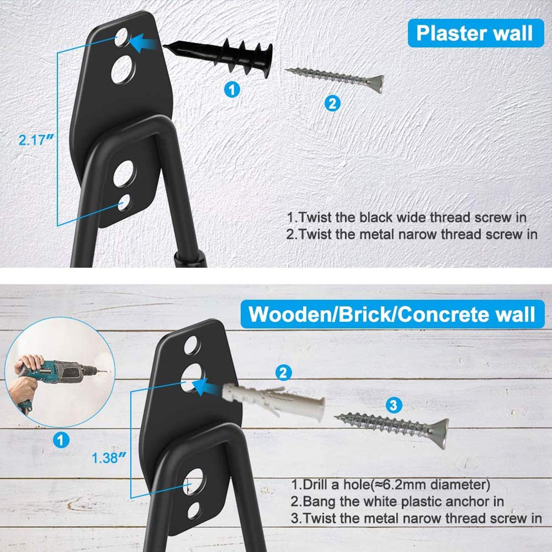 Heavy Duty Garden Hose Holder - Wall Mount for Storage, Ropes & Tools (2 PCS) - Outdoor Use