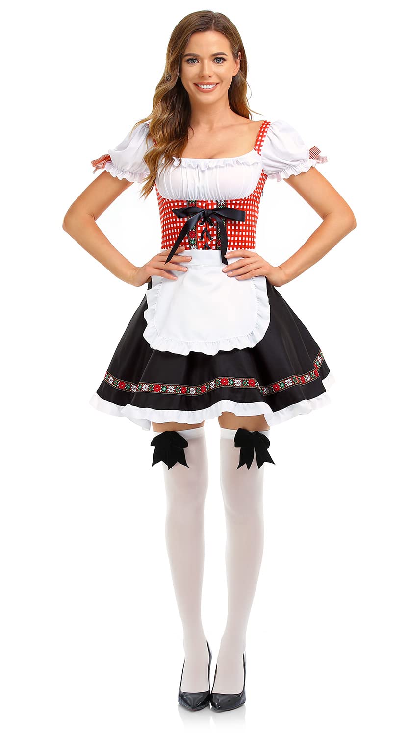 Authentic Bavarian Oktoberfest Dirndl Dress for Women - 2-Piece German Traditional Costume for Beer Festival & Carnival | Perfect for Oktoberfest Parties, Halloween, and Themed Events