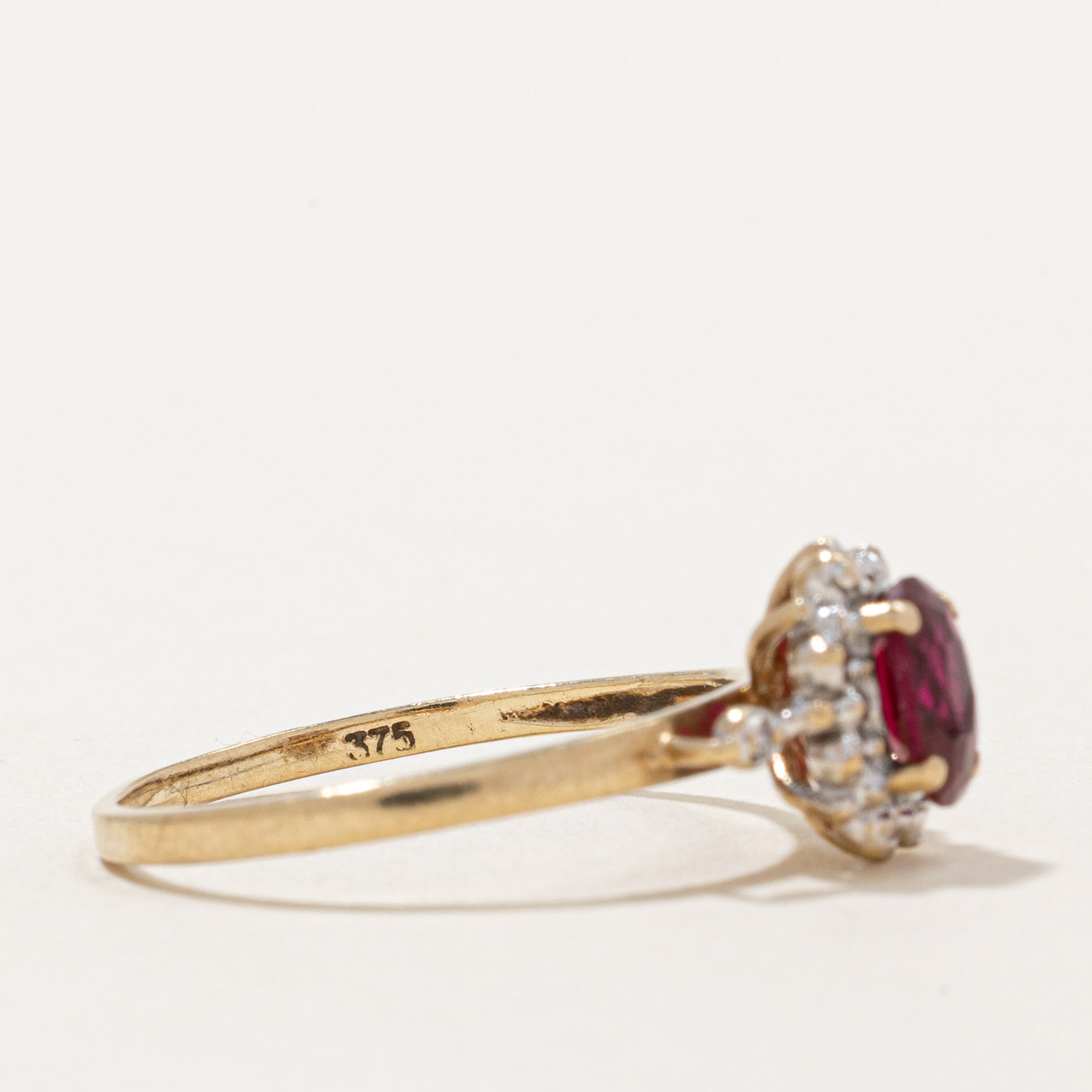 Exquisite Synthetic Ruby & Diamond Halo Ring - 0.50ct Center Stone with 0.01ctw Diamond Accents - Size 7 - Perfect for Engagement, Anniversary & Special Occasion Gifts