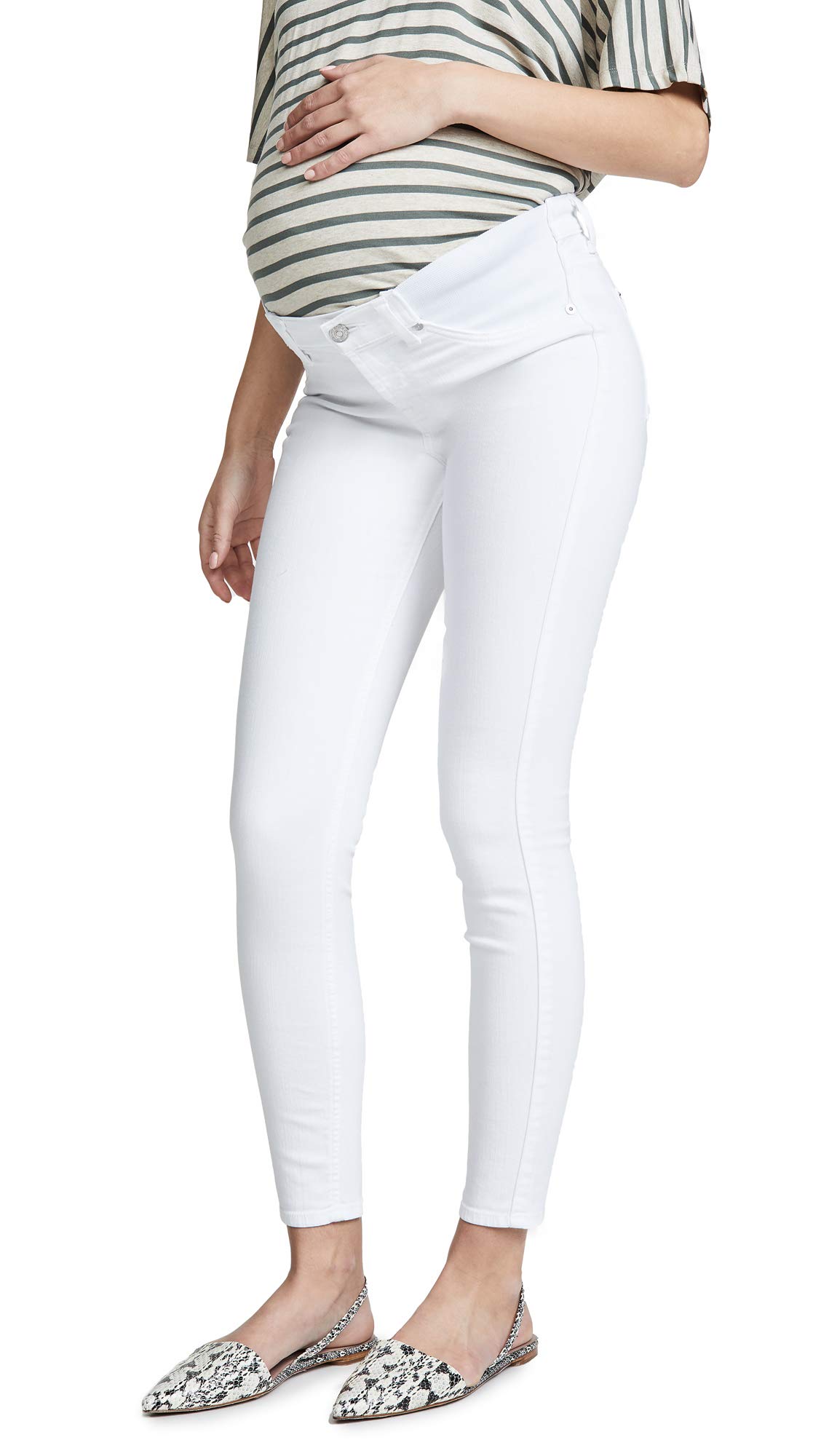 7 For All Mankind Women's Maternity Jeans - Stretch Denim Pants for Pregnant Women, Comfort Fit, Clean White Wash, Size 27 | Perfect for Everyday Wear, Maternity Photos & Casual Outings