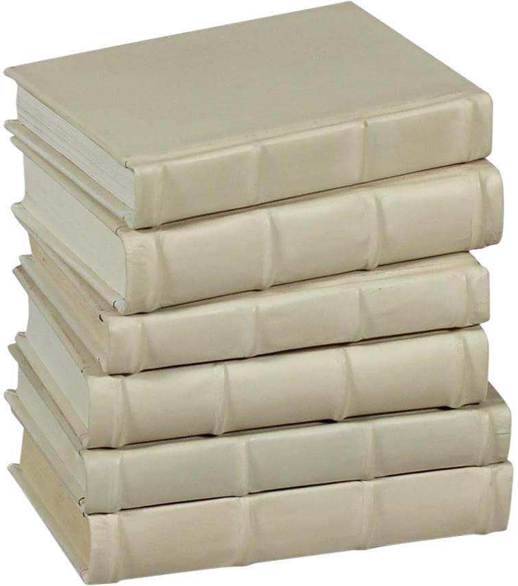 Antique White Faux Leather Book Set - SARREID Eclectic Decorative Books for Home Decor, Bookshelf Styling, and Vintage Themed Interior Design