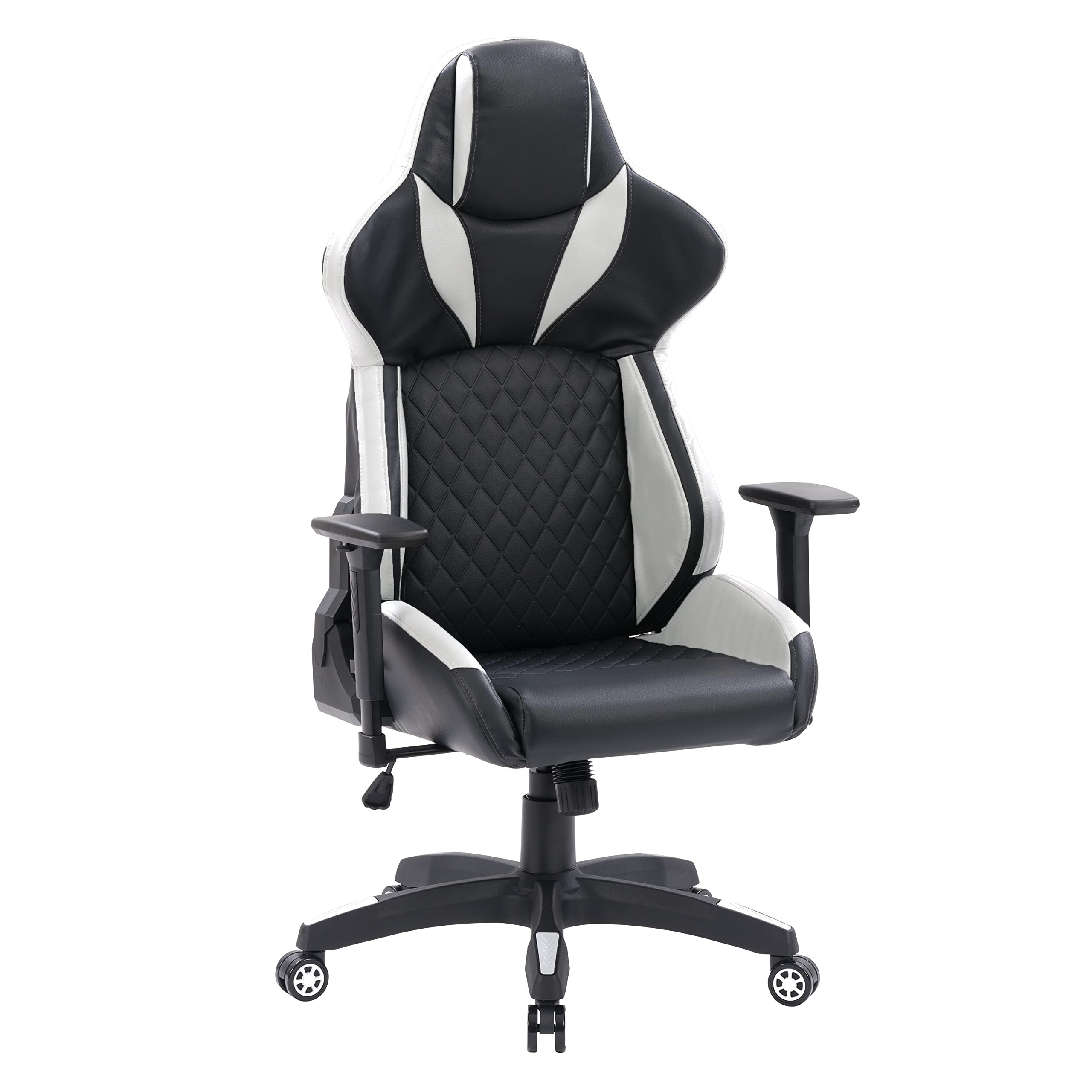 CorLiving Nightshade Black and White Ergonomic Gaming Chair - Comfortable PC Gaming Chair with Lumbar Support for Esports, Streaming & Home Office Use