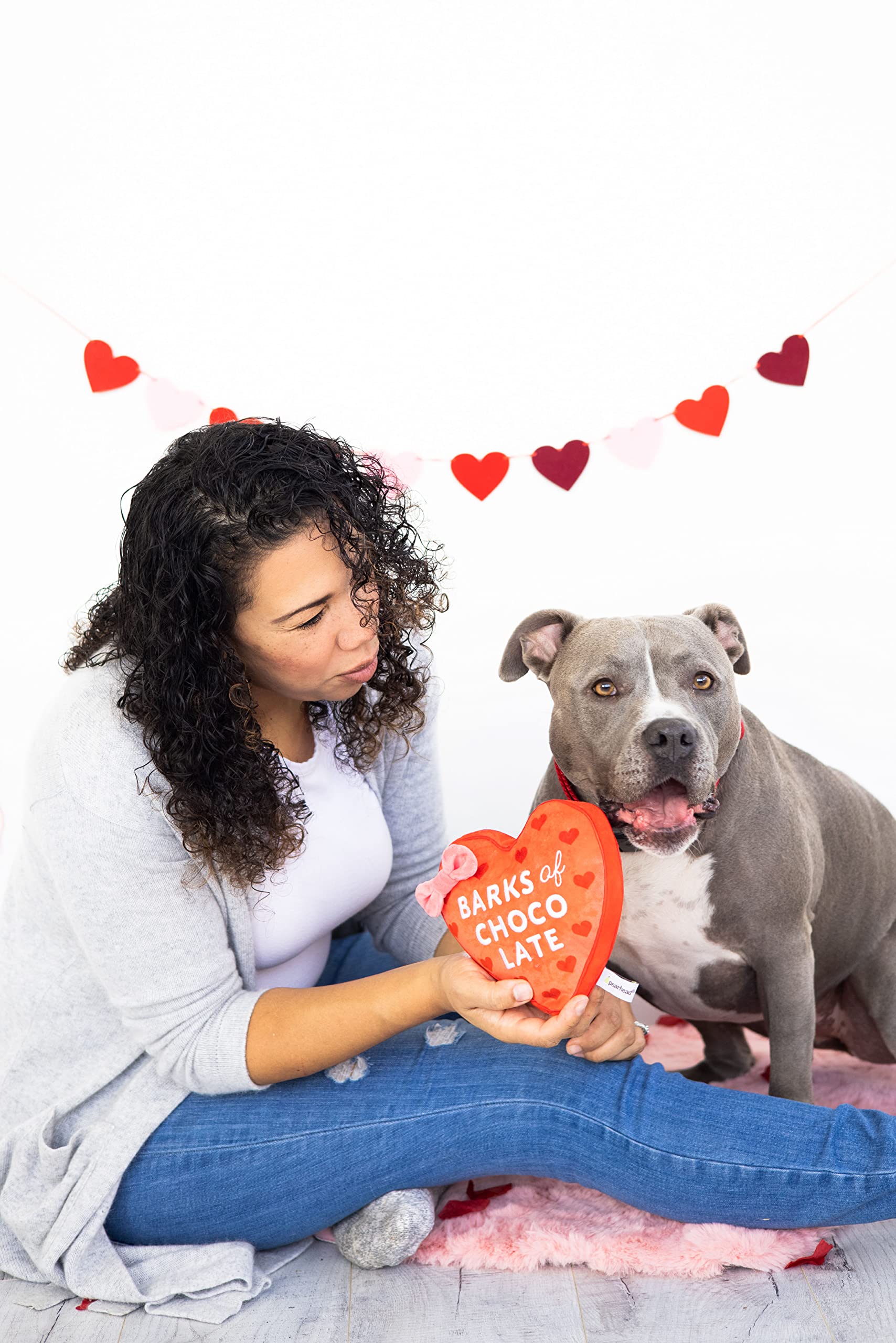 Pearhead Valentine's Day Plush Dog Toy - Chocolate Box Stuffed Pet Toy with Crinkle & Squeaker | Perfect Valentine's Gift for Dogs | Interactive Play & Cuddle Time