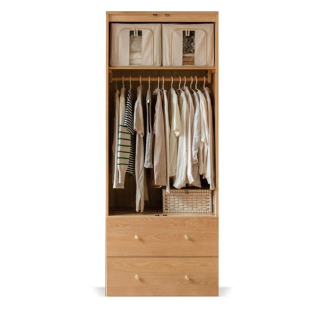Solid Oak Wood Modern Wardrobe - Customizable Closet Organizer for Bedroom, Walk-in Closet & Home Storage