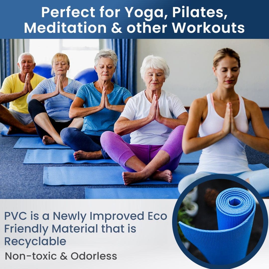 Premium Non-Slip Yoga Mat - Extra Thick PVC Exercise Mat for Fitness, Pilates & Home Workouts - Ideal for Yoga, Gym & Meditation - Dr Trust USA (308)