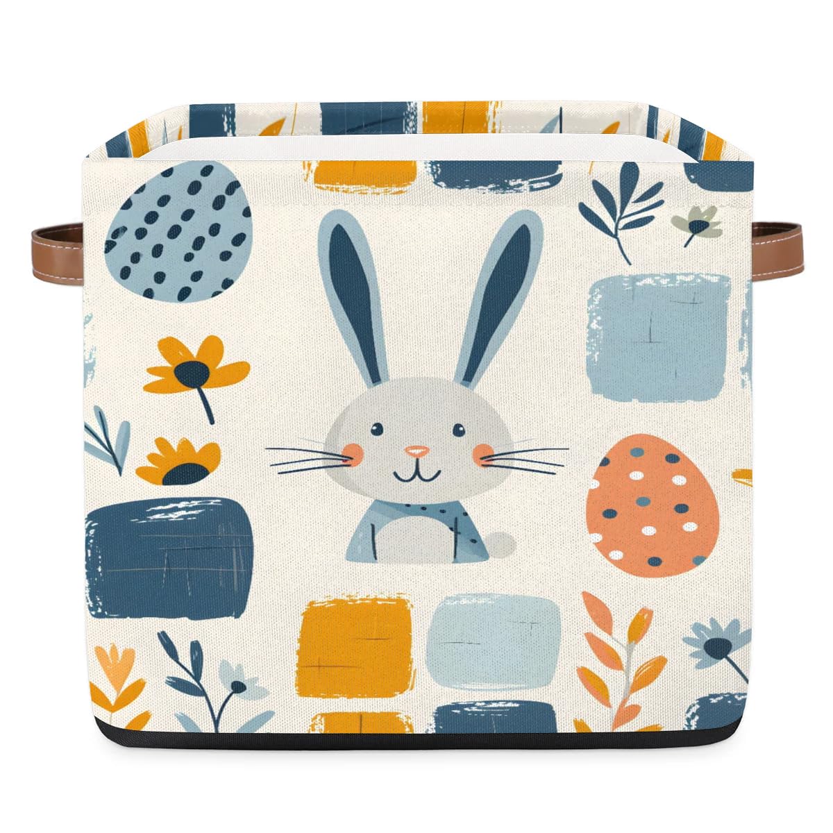 Collapsible Fabric Cube Storage Bins with Handles - Easter Rabbit Design Organizer Baskets for Shelves, Toys, Towels & Closet Organization | Perfect for Home, Nursery & Office Storage Solutions