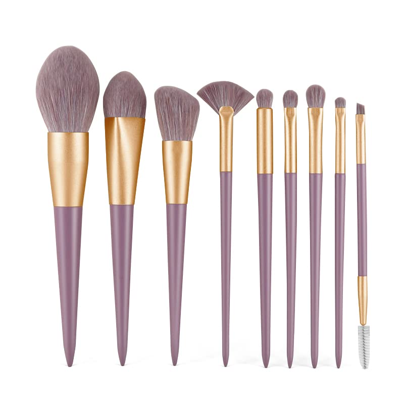 Premium Synthetic Kabuki Makeup Brush Set - 9-Piece Foundation, Blush, Concealer, Contour & Eyeshadow Brushes with Travel Case (Random Colors) - Perfect for Professional Makeup Application & Travel