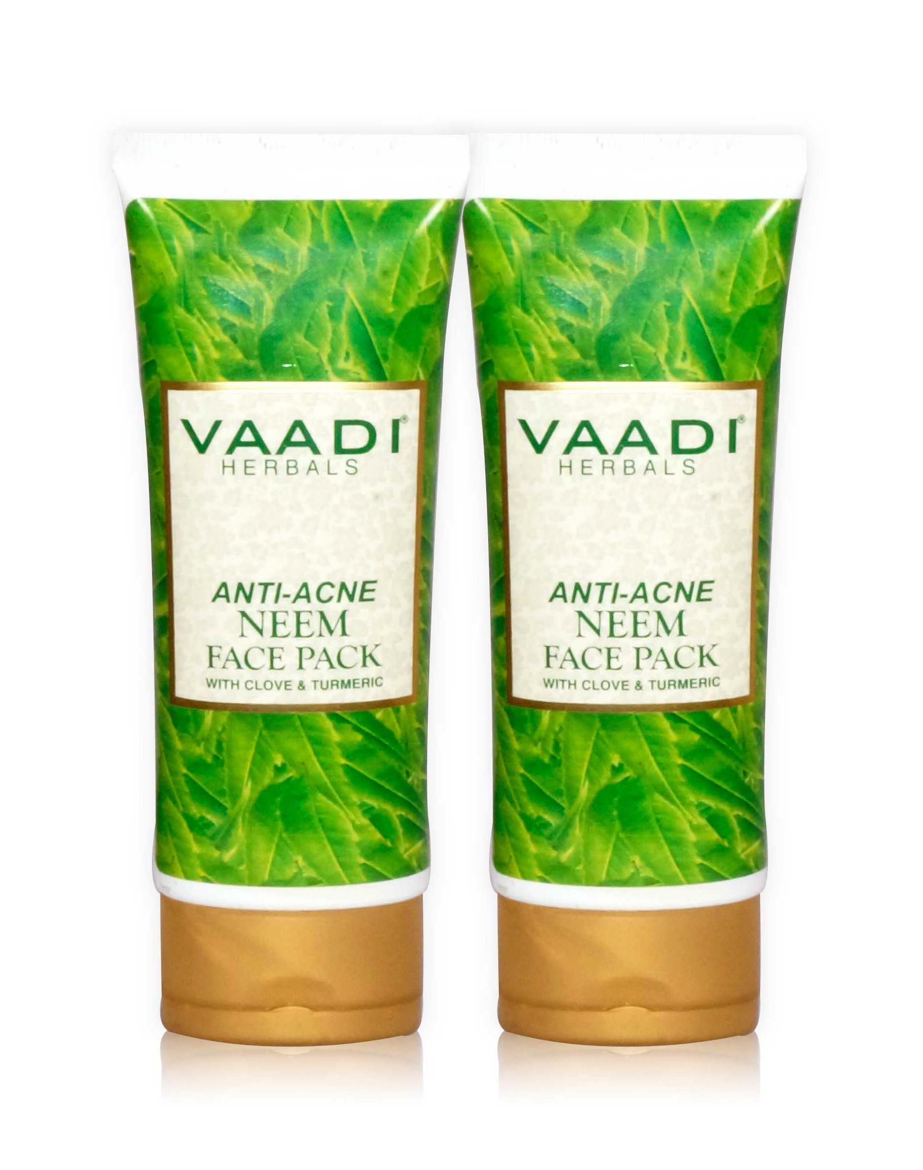 Vaadi Herbals Anti Acne Neem Face Pack with Clove & Turmeric for Clear Skin - 120g x 2 Pack - Natural Acne Treatment for Oily & Problem Skin - Perfect for Daily Skincare Routine & Breakout Prevention