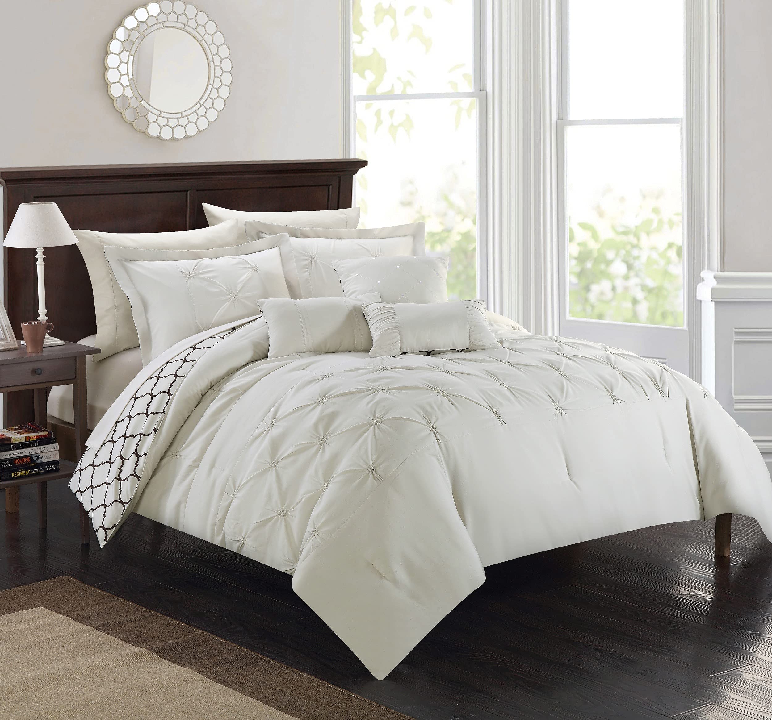 Chic Dorothy Comforter Set Queen Size - Soft Beige Bedding for Cozy Bedroom Decor | Perfect for Master Bedroom, Guest Room & Dorm