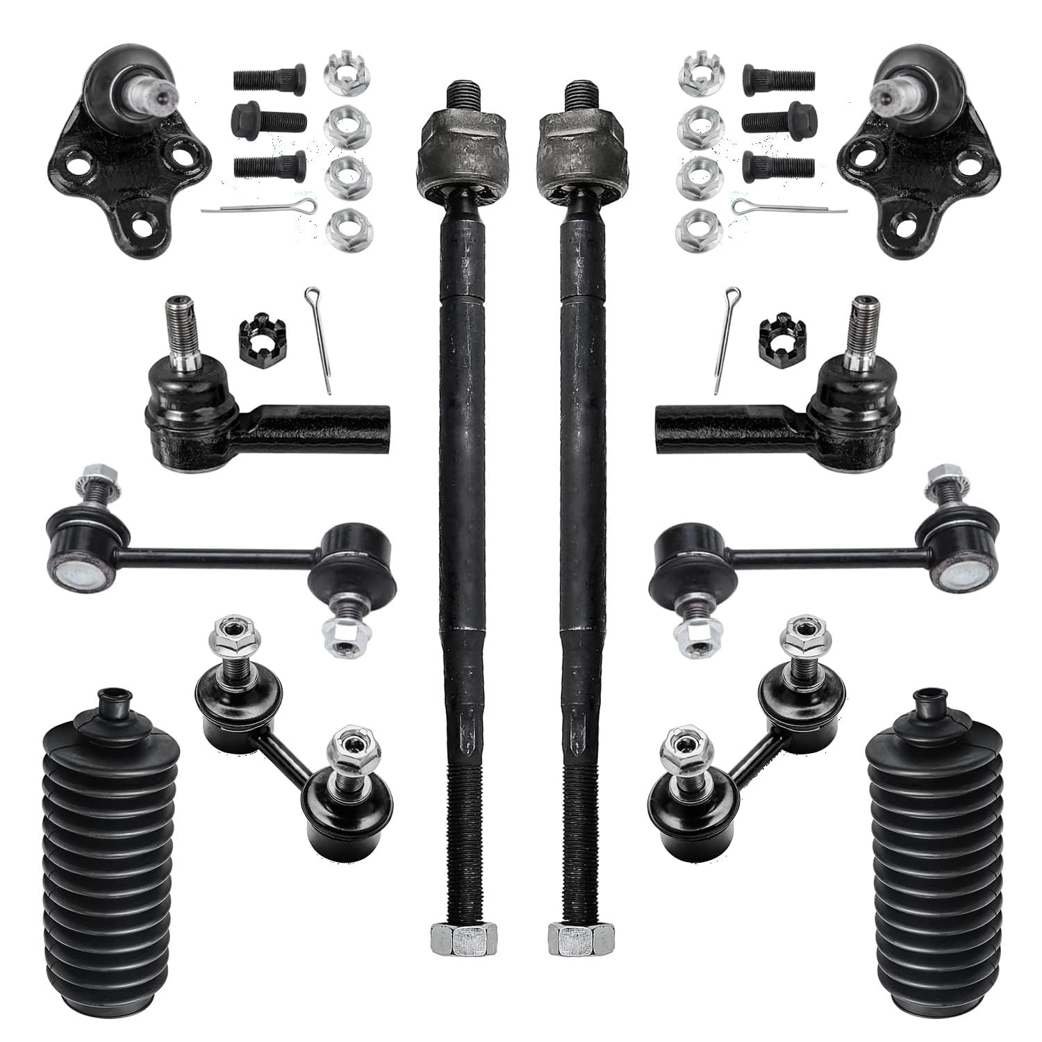 Detroit Axle 12-Piece Front Suspension Kit for 1996-2002 Toyota Corolla - Lower Ball Joints, Tie Rod Ends, Boots, Front & Rear Sway Bars - Replacement Parts for Smooth Ride & Handling - Perfect for DIY Repairs & Auto Maintenance