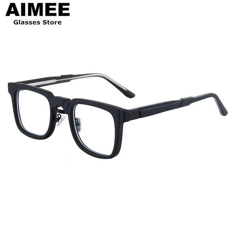 Aimee Unisex Full Rim Square Acetate Eyeglasses 6555 - Stylish & Durable Frames for Men & Women - Perfect for Work, Reading & Fashion Accessories