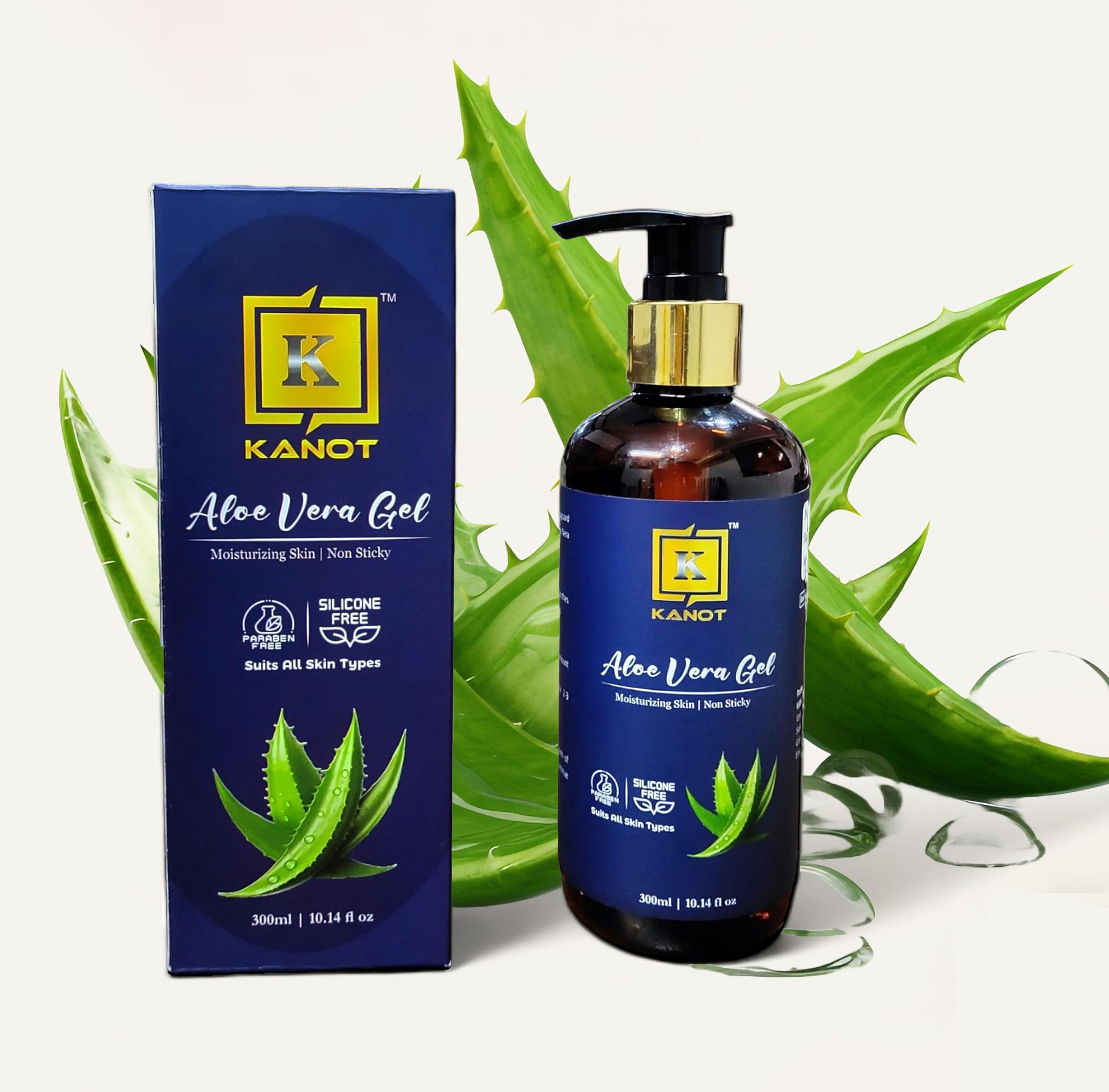 **Kanot 100% Pure Aloe Vera Gel – Unscented, 10.14 fl oz – Hydrating & Soothing for Skin, Hair & Body – Lightweight, Fast-Absorbing Formula – No Harmful Chemicals – Perfect for Sunburn Relief, Moisturizing & Hair Care**