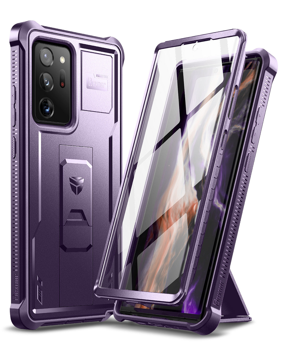 Dexnor Heavy Duty Shockproof Rugged Case for Samsung Galaxy Note 20 Ultra with Built-in Kickstand & Full Body Protection + Screen Protector - Perfect for Outdoor, Work & Travel