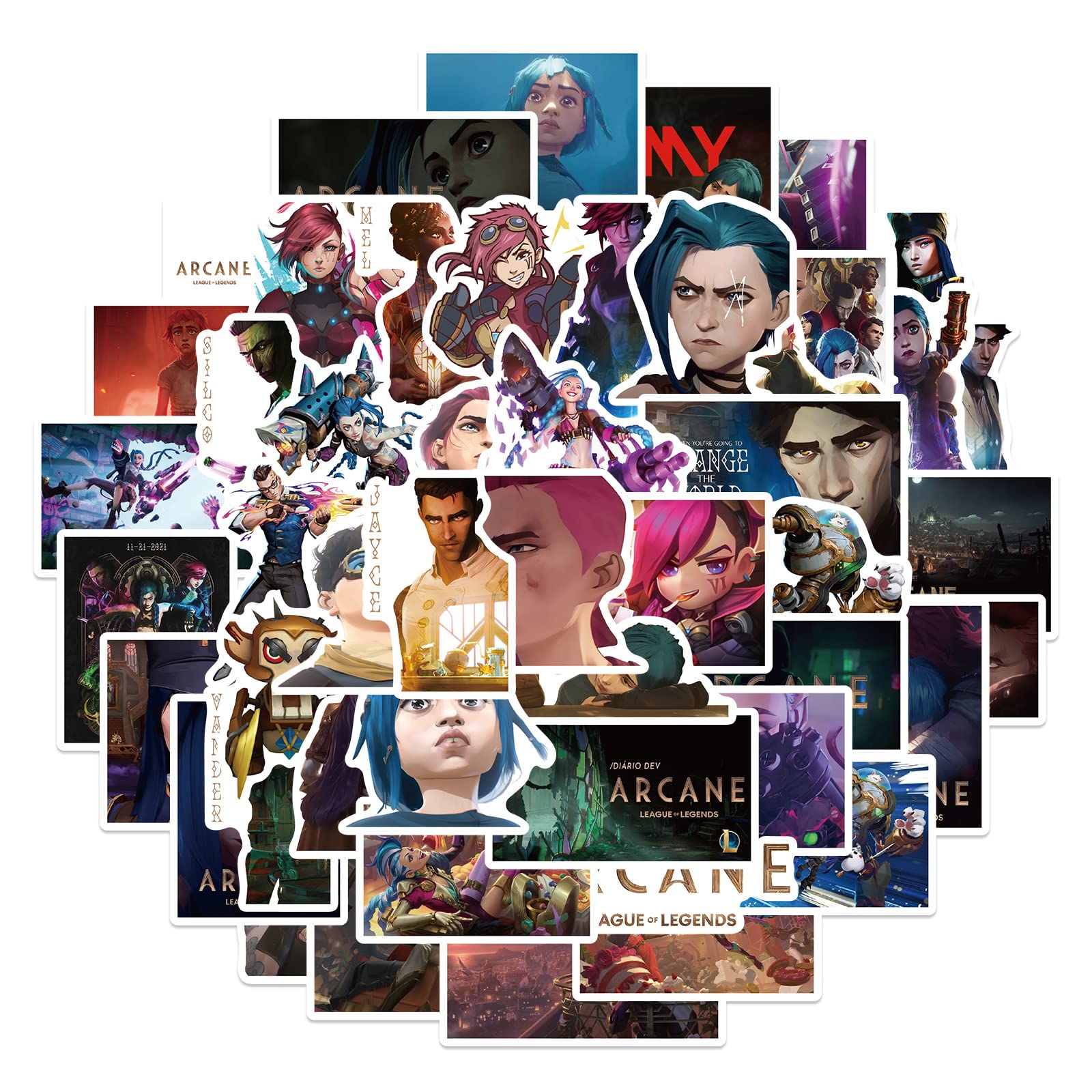 50Pcs Cartoon Arcane: League of Legends LOL Vinyl Waterproof Stickers - Decorate Water Bottles, Laptops, Cars & More | Perfect for Fans, DIY Crafts & Personalization