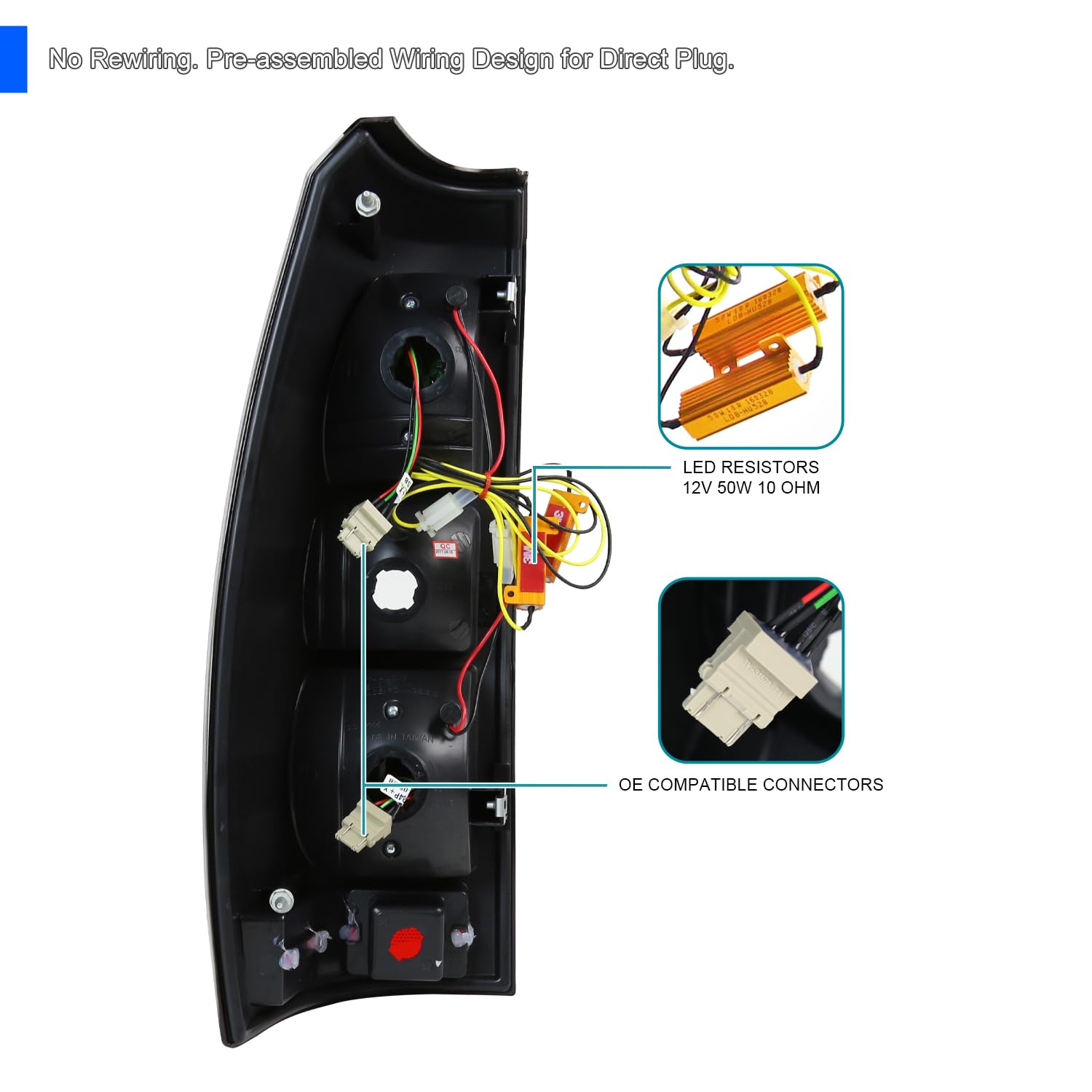 Spec-D Tuning Black Housing Clear Lens LED Tail Lights for 2007-2012 Chevy Avalanche - Left & Right Pair Assembly - Enhanced Visibility & Style for Night Driving & Custom Car Upgrades