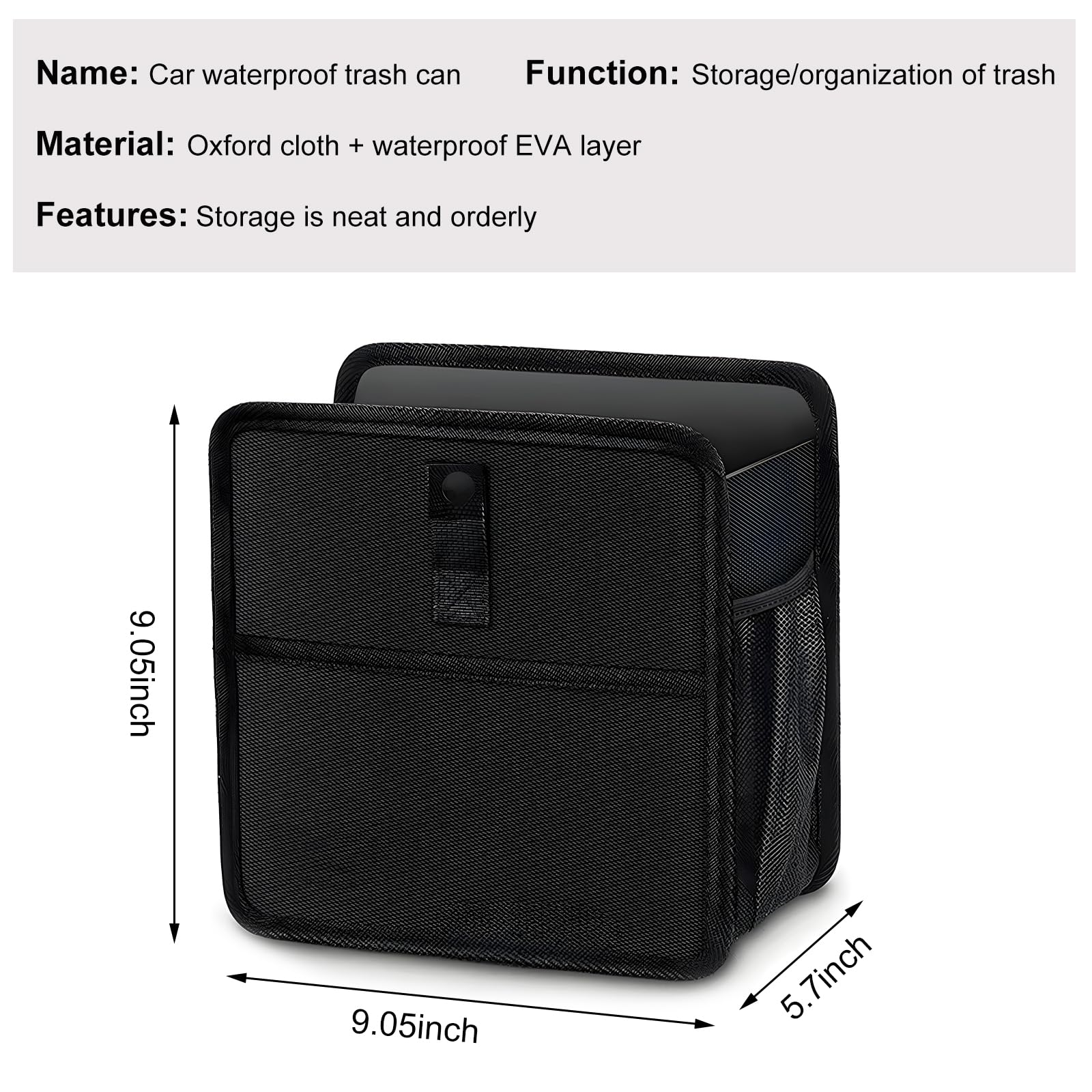 Foldable Hanging Car Trash Can with Leak-Proof Design & Extra Storage Pockets - Large Capacity Waterproof Car Garbage Bag for Road Trips, Commuting, and Family Travel
