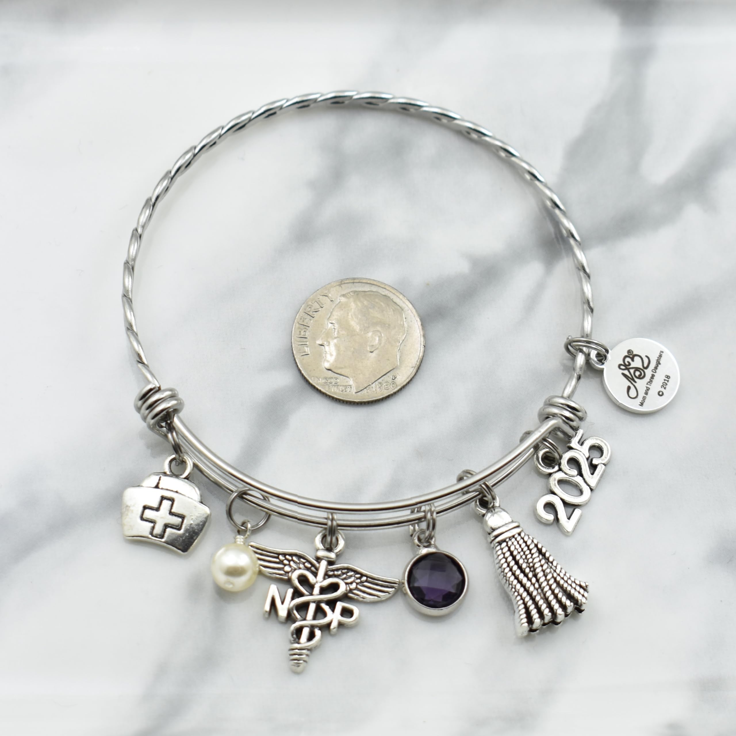 Nurse Practitioner Graduation Bangle Bracelet for Women 2025 - Stainless Steel Jewelry Gift for NP Graduates | Nursing School Graduation Present | Perfect for Celebrations & Daily Wear