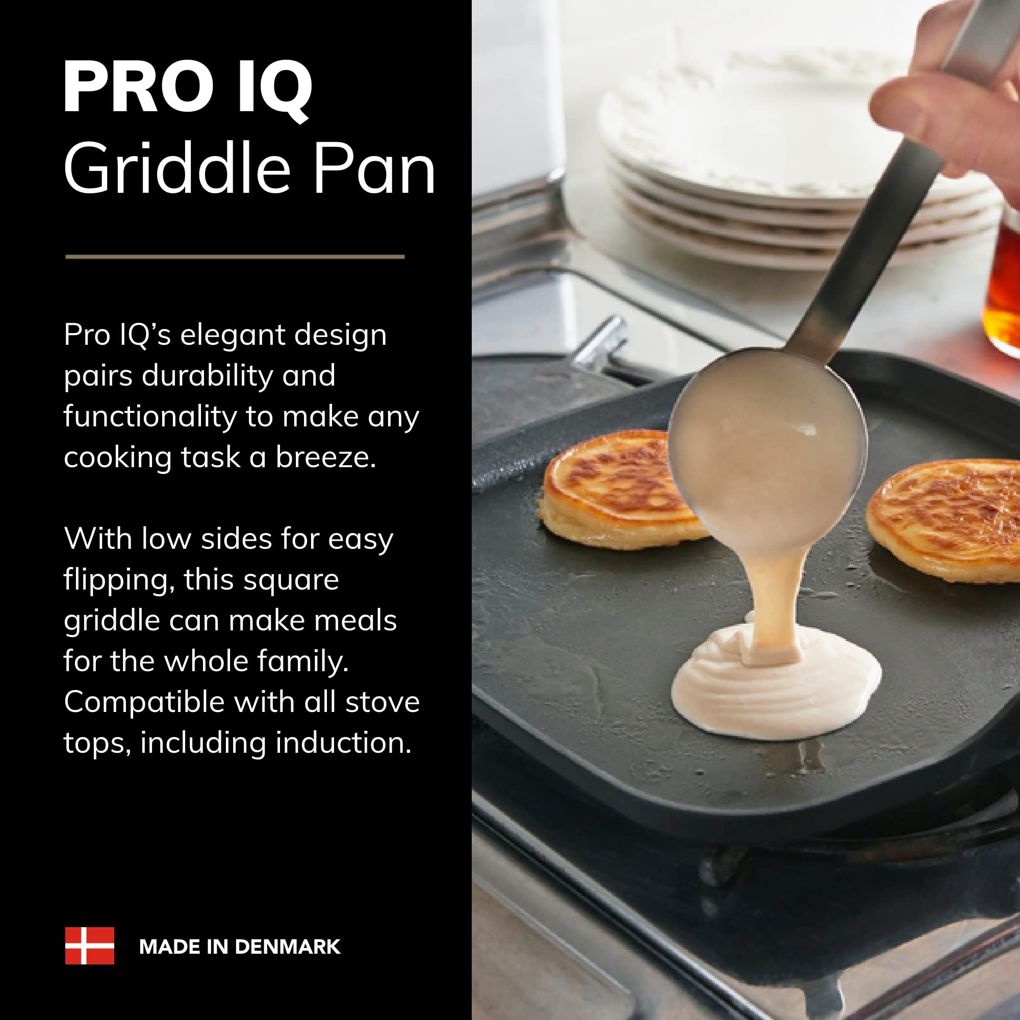 Scanpan Pro IQ 11-Inch Nonstick Griddle Pan - Premium Danish Cookware - Dishwasher, Oven & Metal Utensil Safe - Perfect for Pancakes, Steaks & Stir-Fry - Handcrafted in Denmark