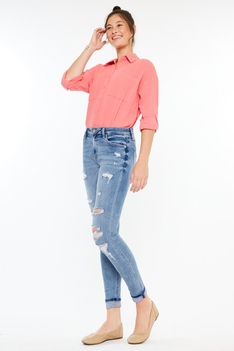 Amanda Women's High Rise Ankle Skinny Jeans - Stretch Denim Pants for Casual Wear & Everyday Outfits