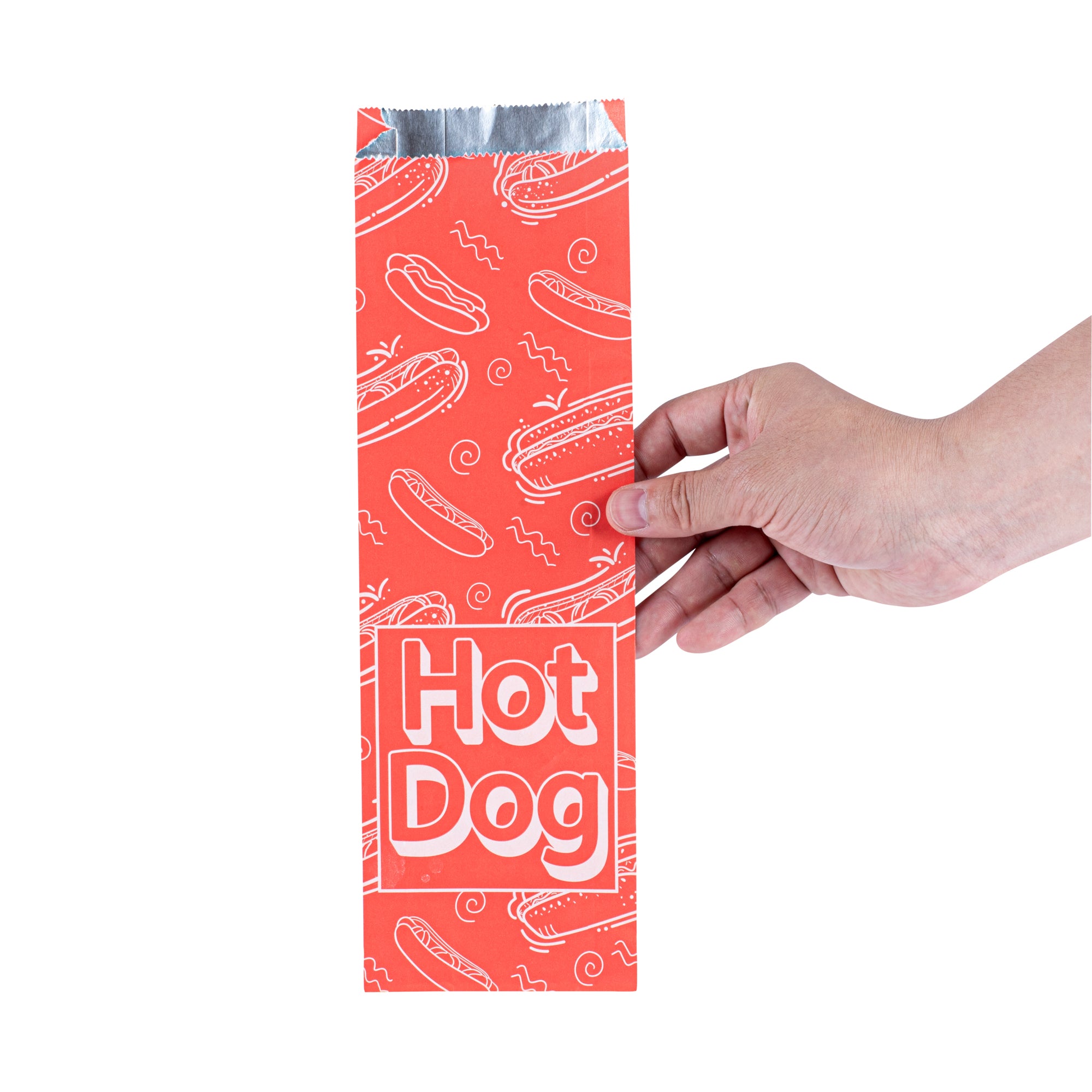 Red Printed Hot Dog Foil Bags - 3.75