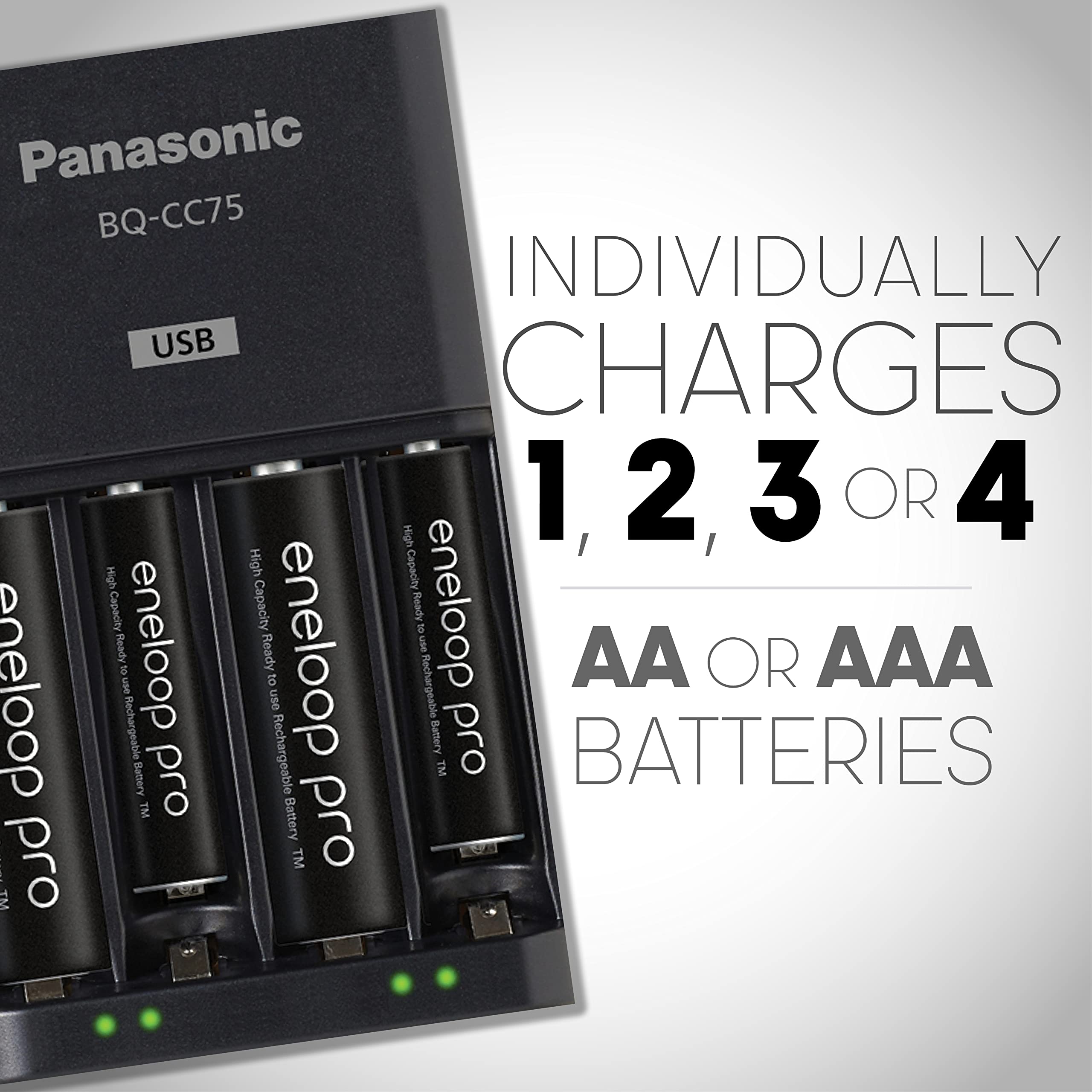 Panasonic eneloop pro High Capacity Rechargeable Batteries - 8AA & 2AAA with Advanced USB Charger & Storage Case | Perfect for Digital Cameras, Game Controllers, and Wireless Devices