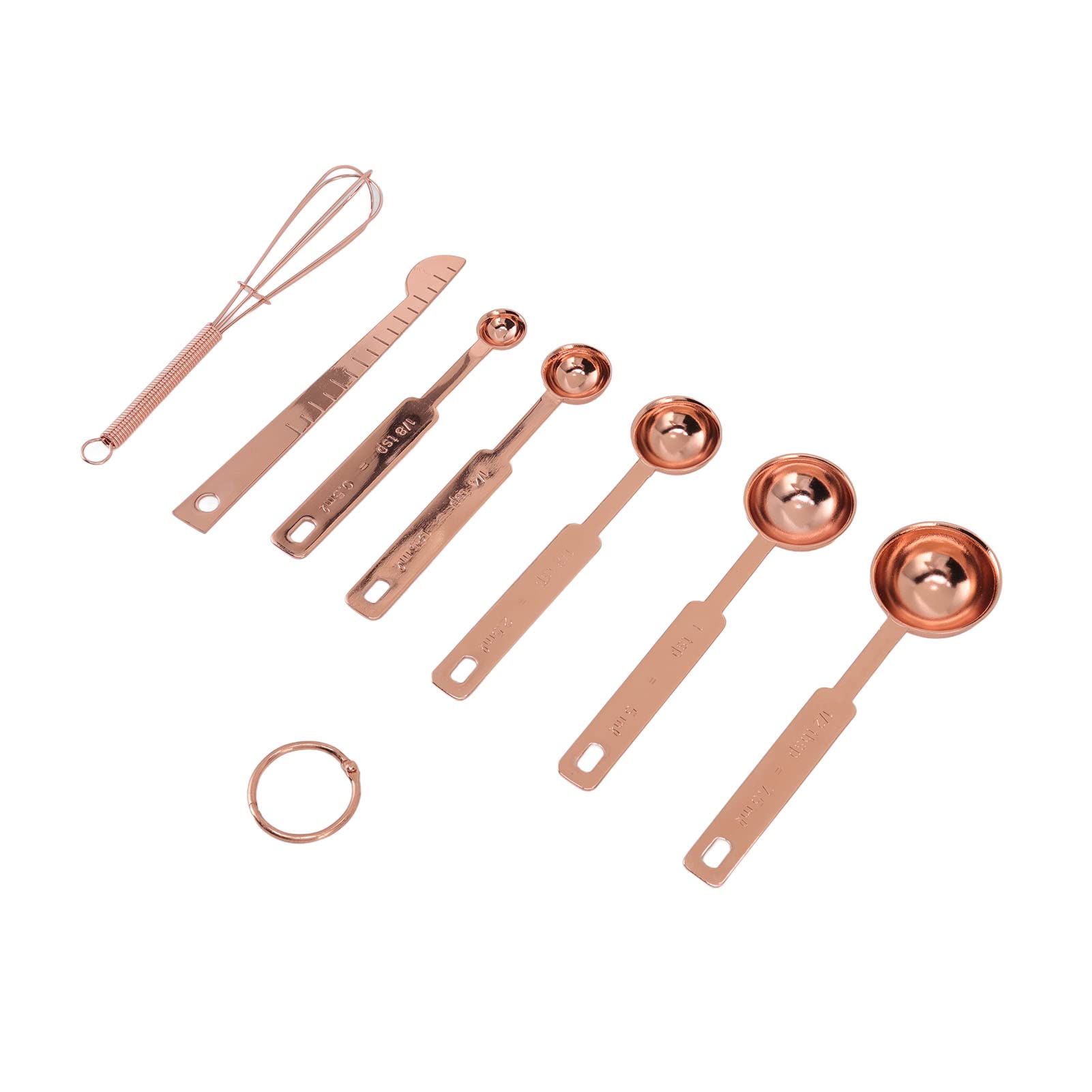 Premium Stainless Steel Measuring Spoons Set - Detachable Baking Spoons for Dry & Liquid Ingredients (Rose Gold) | Ideal for Cooking, Baking & Coffee Measuring
