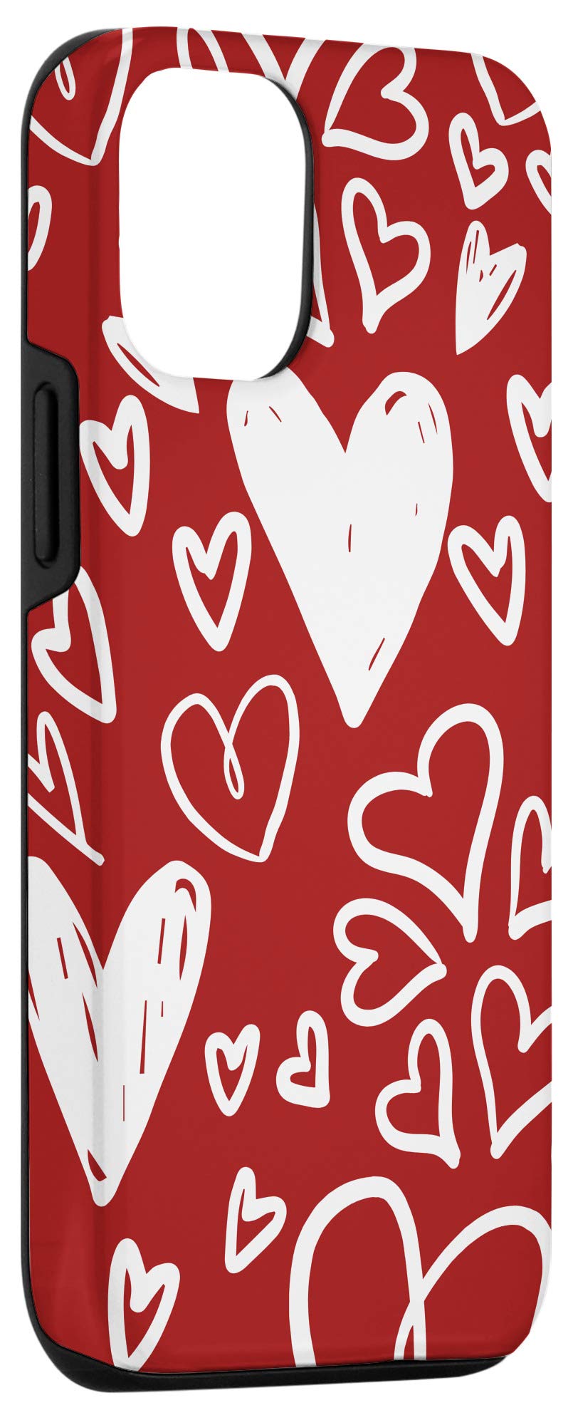 iPhone 12/12 Pro Case - Maroon Red with Heart Patterns, Valentine's Day Gift for Her | Perfect for Romantic Occasions & Everyday Use