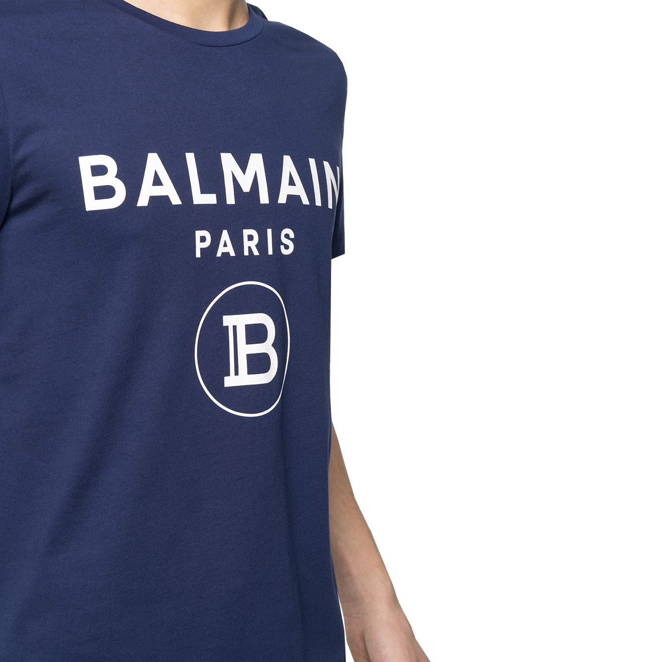 Balmain Blue Slim Fit Paris Logo T-Shirt for Men | Luxury Casual Wear | Perfect for Parties, Dates & Night Out