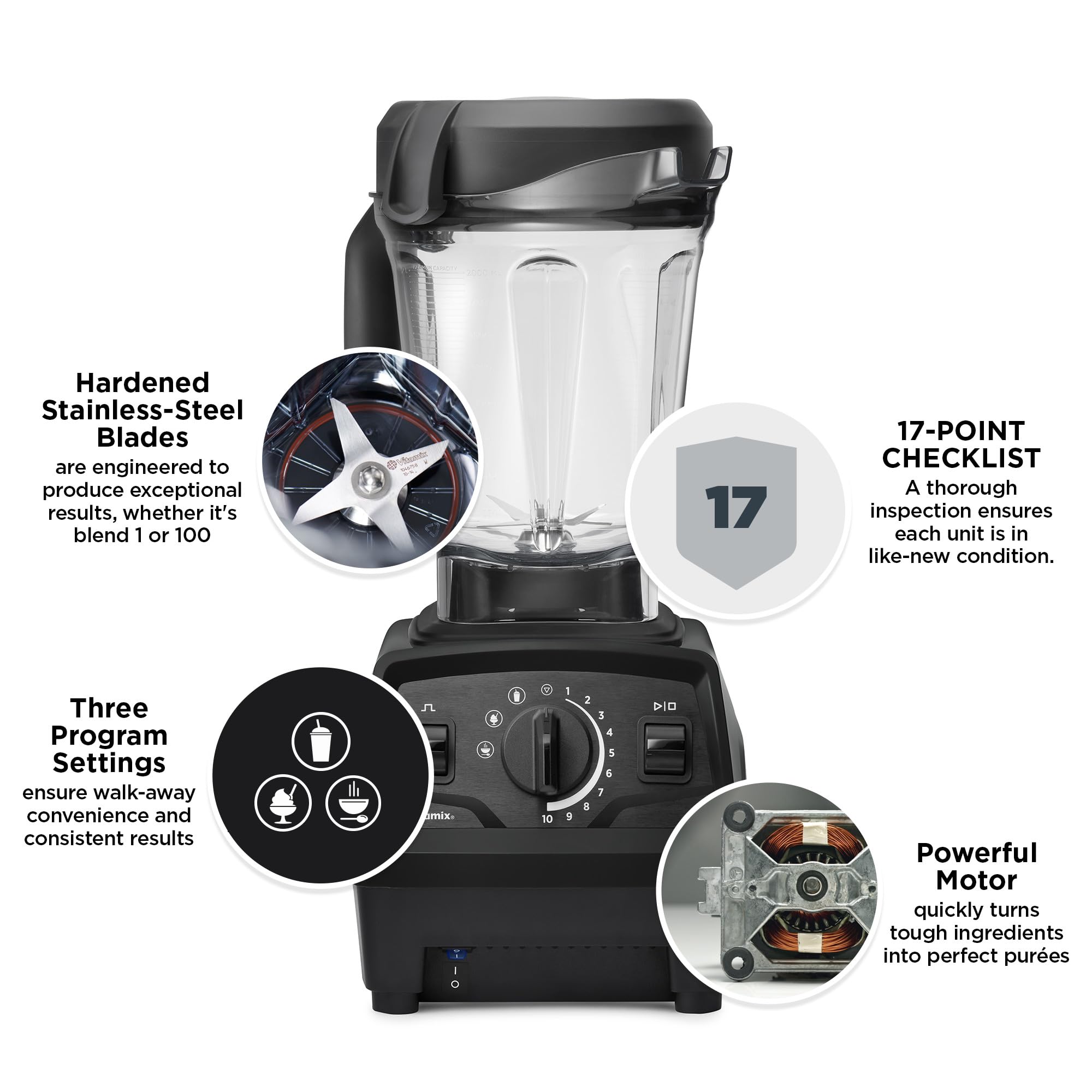 Vitamix Explorian Blender - Professional-Grade 64oz Low-Profile Container with Pre-Programmed Settings | High-Speed Blending for Smoothies, Soups & Nut Butters | Certified Renewed Premium in Slate | Perfect for Home Kitchens & Commercial Use