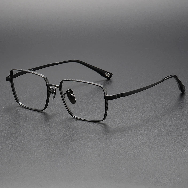 CCspace Men's Full Rim Square Titanium Eyeglasses Frame 57207 - Lightweight Durable Glasses for Work, Reading & Fashion