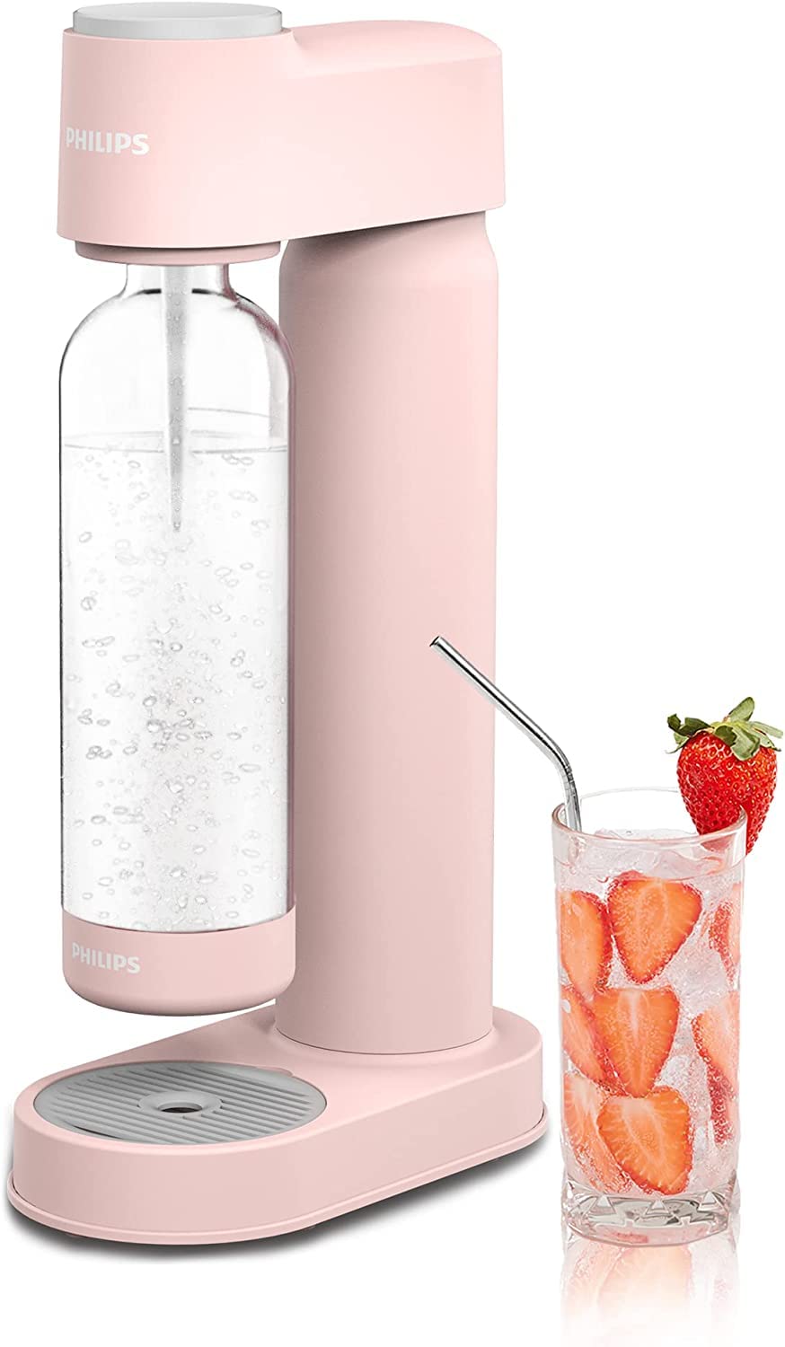 PHILIPS ADD4901PKO Sparkling Water Maker with 1L BPA-Free Pink Plastic Bottle - Make Carbonated Drinks at Home for Parties, Healthy Hydration & Eco-Friendly Lifestyle
