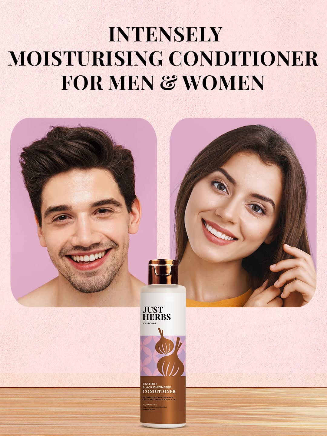 Just Herbs Castor Conditioner with Onion Black Seed Oil & Bhringraj - Promotes Hair Growth, Reduces Hair Fall & Repairs Color Treated Hair - 100ml - For Men & Women - Perfect for Daily Hair Care & Scalp Nourishment