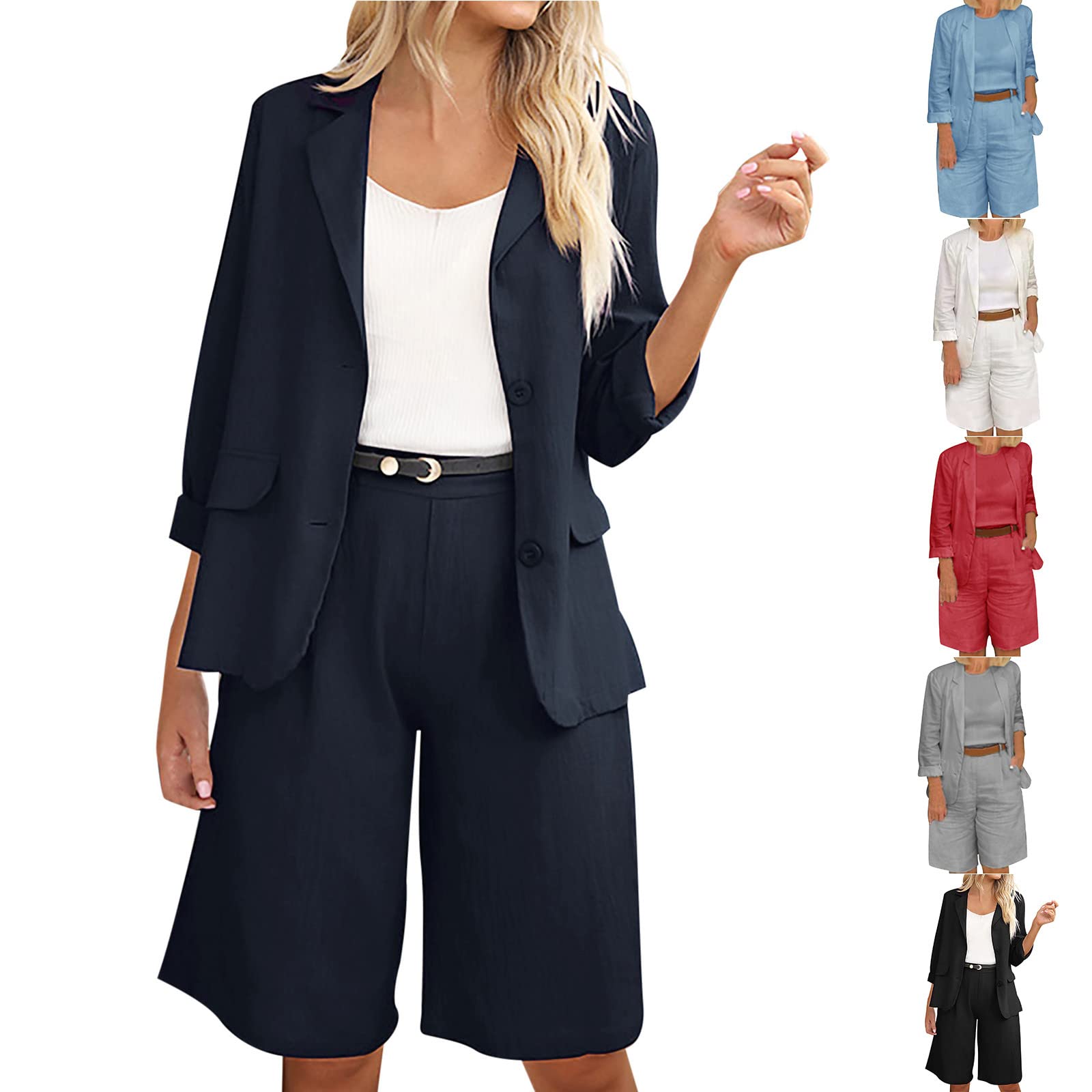 Linen Blazer & Shorts Set for Women - 2-Piece Outfit for Work & Travel