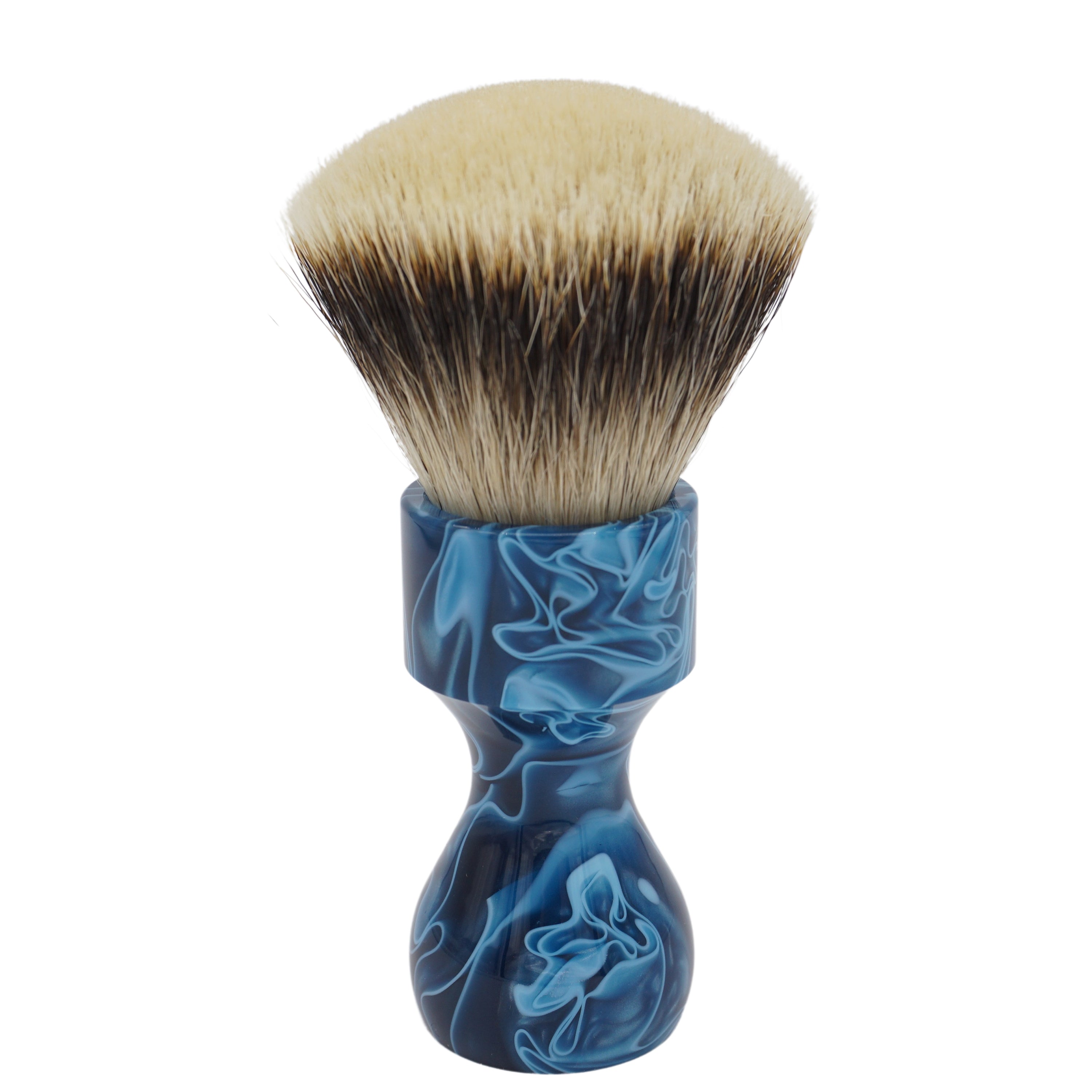 AP Shave Co. 28mm Gelousy SHD Fan Two Band Badger Shaving Brush - Premium Blue Handle for Wet Shaving & Grooming - Perfect for Beard Care, Lathering Creams & Luxury Shaving Routine