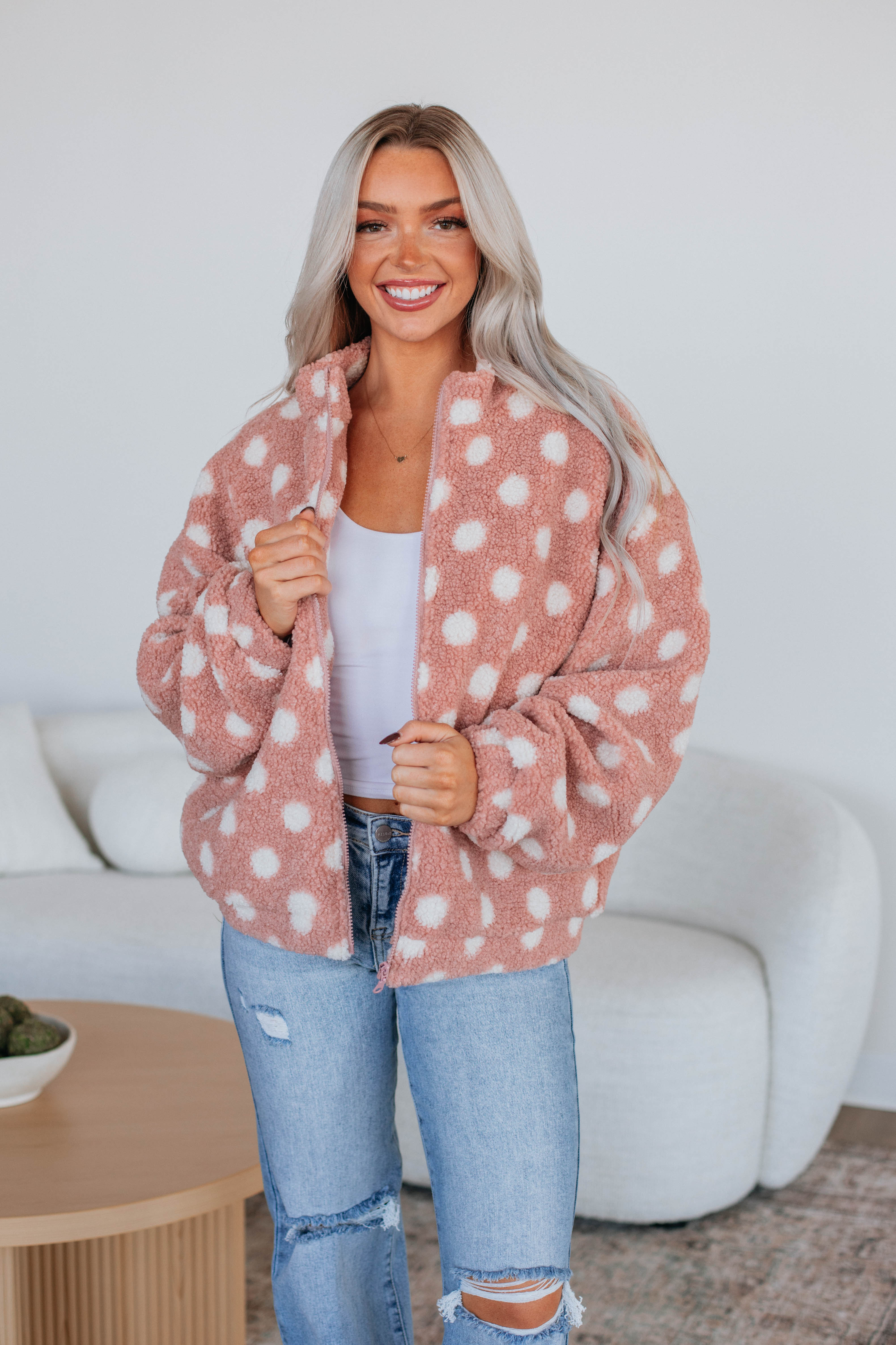 Kala Sherpa Jacket for Women - Soft Fleece Lined Winter Coat with Pockets - Warm Mauve Outerwear for Hiking, Camping & Outdoor Adventures
