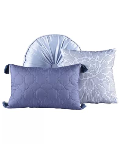 Sunham Hendel 14-Piece Queen/King Size Super Soft Indigo Blue Comforter Set - Luxurious Bedding for Master Bedroom, Guest Room & Dorm Decor