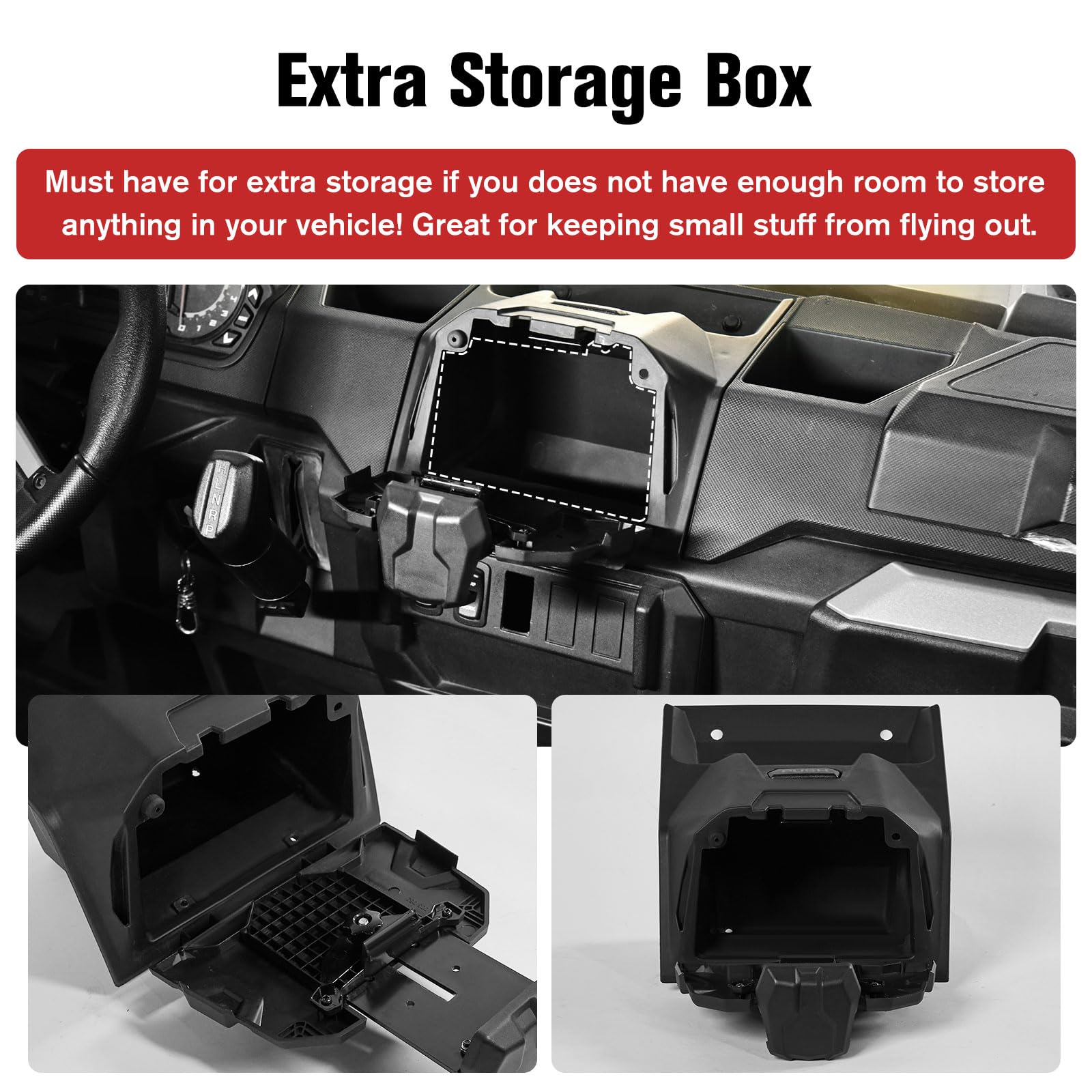 **LitMiRaCle Universal Tablet Phone Holder with Storage Box Organizer Tray – Compatible with 2018-2023 Polaris Ranger XP 1000, GPS Mount, Car & Truck Accessories – Perfect for Off-Roading, Camping, and Work Sites**