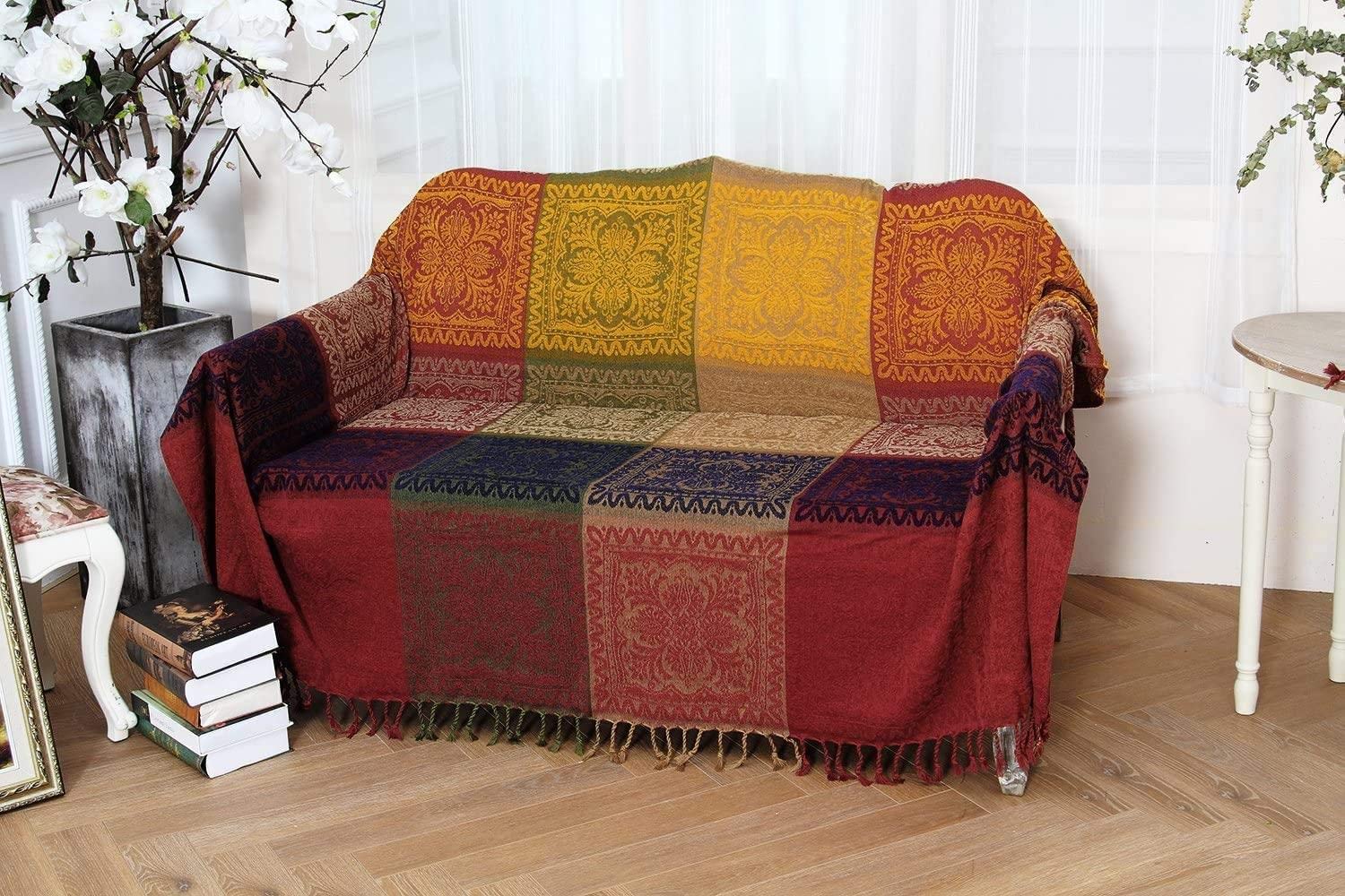 Soft Chenille Throw Blanket with Tassels - 86