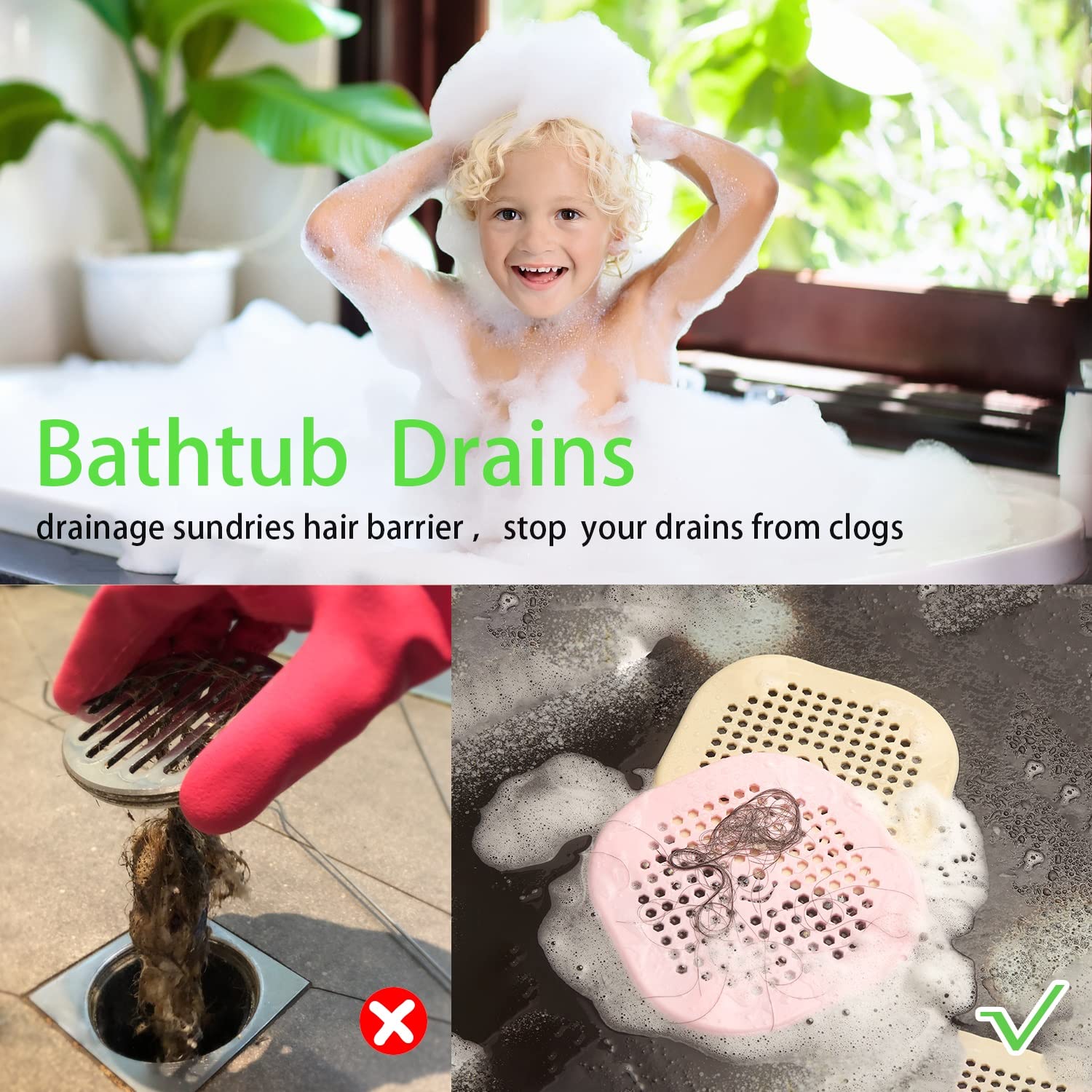 2 Pack Shower Drain Cover Hair Catcher - Deep Grey Bathtub Drain Protector with Fine Mesh for Bathroom, Sink & Tub - Prevents Clogs & Easy Cleaning (Home, RV, Gym Use)
